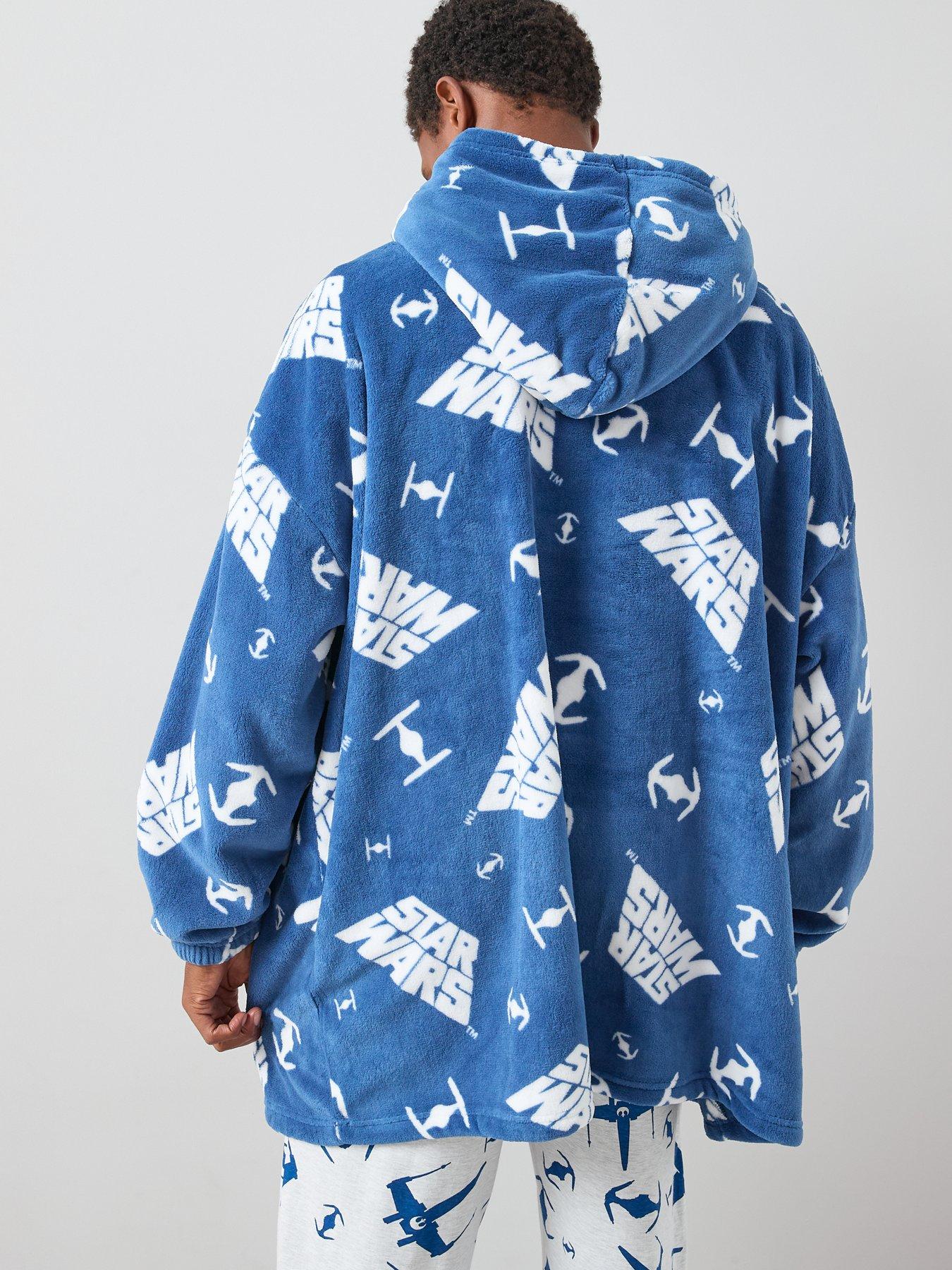 stillFront image of the-very-collection-star-wars-fleece-hooded-blanket-blue