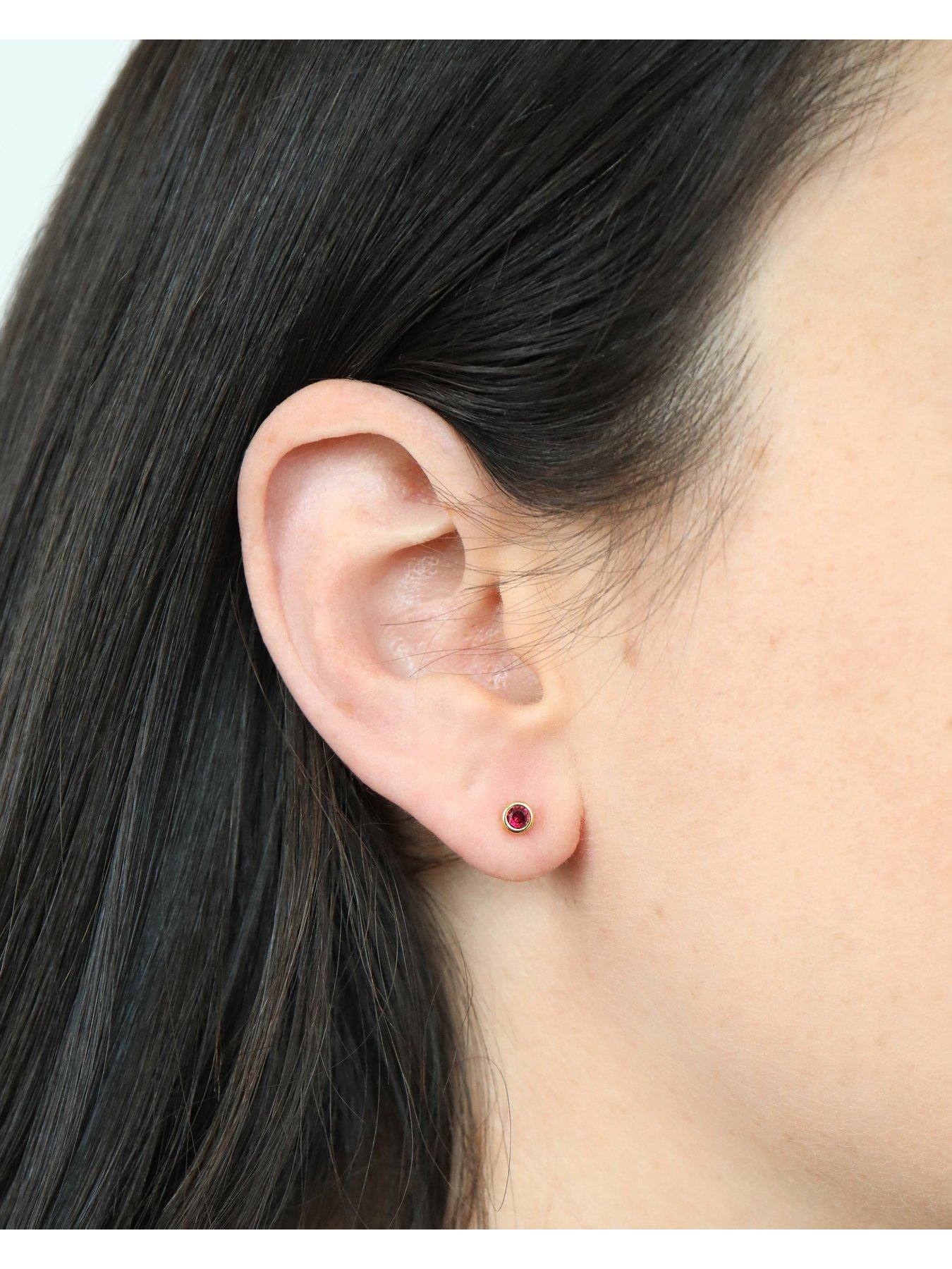  image of the-love-collection-gold-plated-sterling-silver-birthstone-cz-rubover-stud-earrings