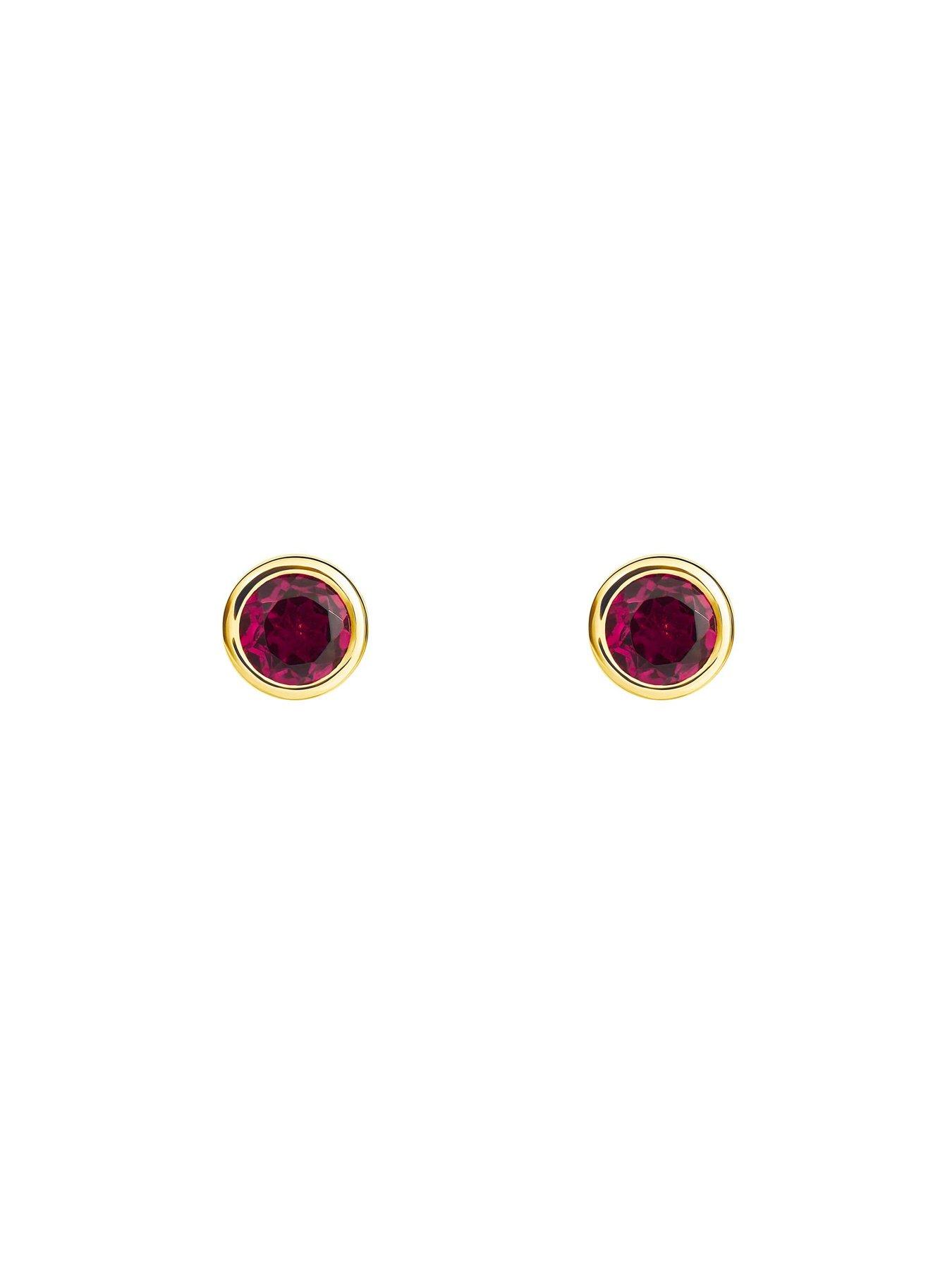  image of the-love-collection-gold-plated-sterling-silver-birthstone-cz-rubover-stud-earrings