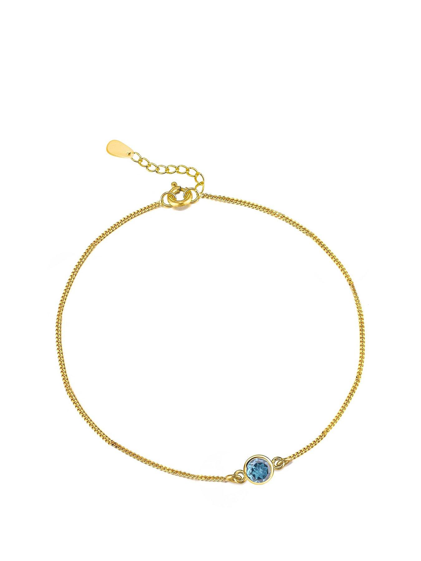 undefined Gold Plated Sterling Silver Birthstone CZ Rubover Bracelet