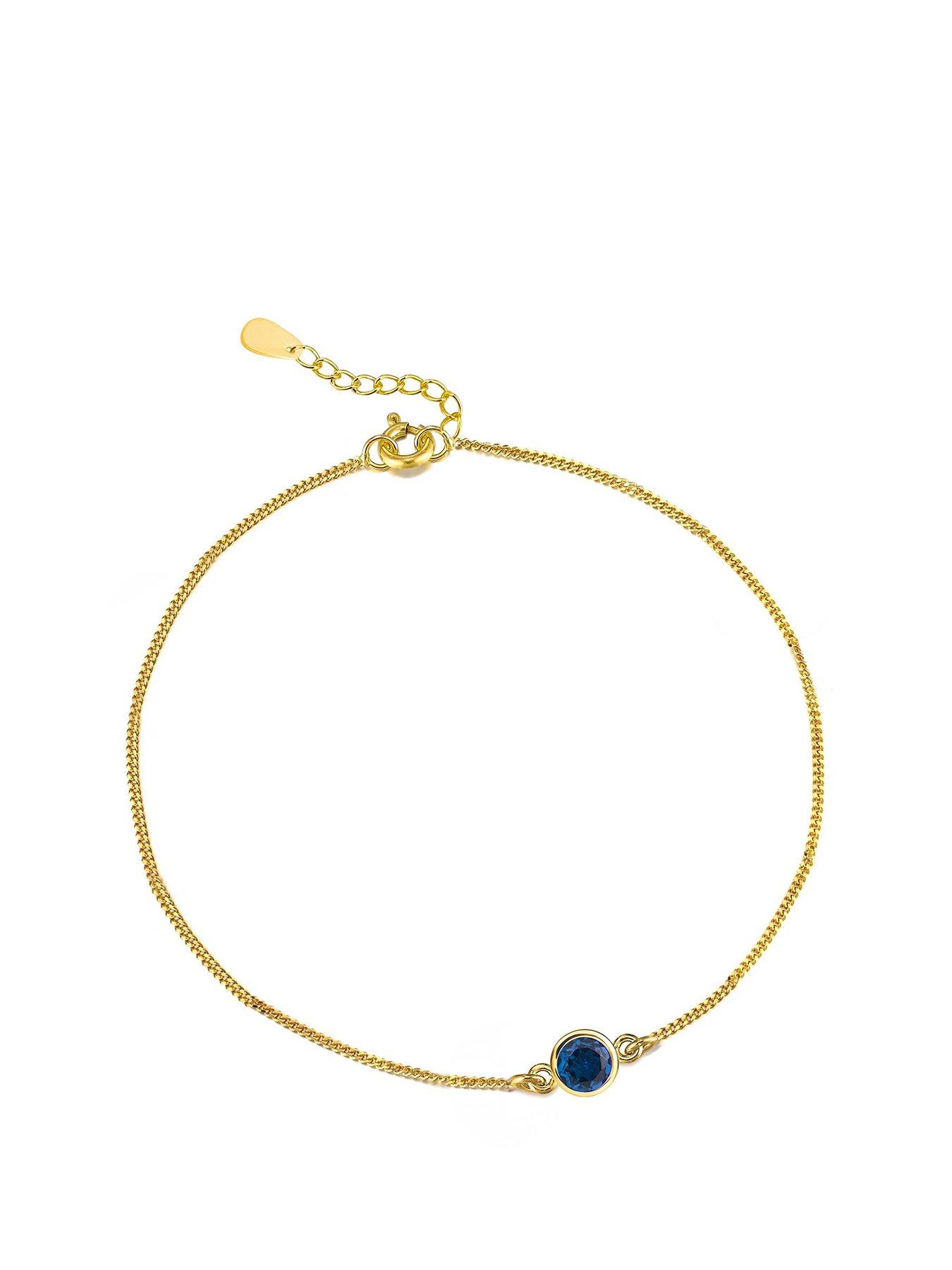 undefined Gold Plated Sterling Silver Birthstone CZ Rubover Bracelet