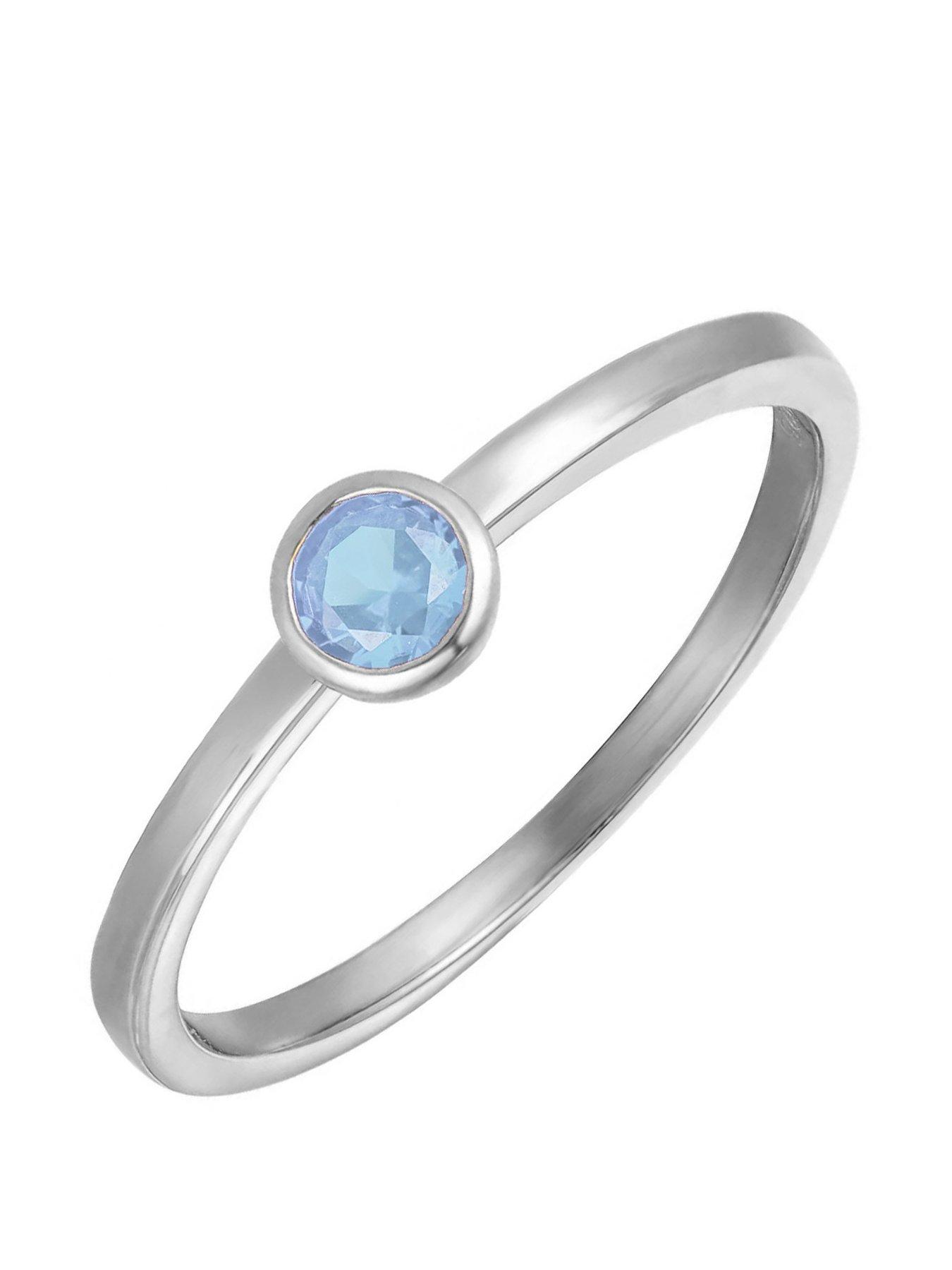 undefined Sterling Silver Birthstone CZ Rubover Ring