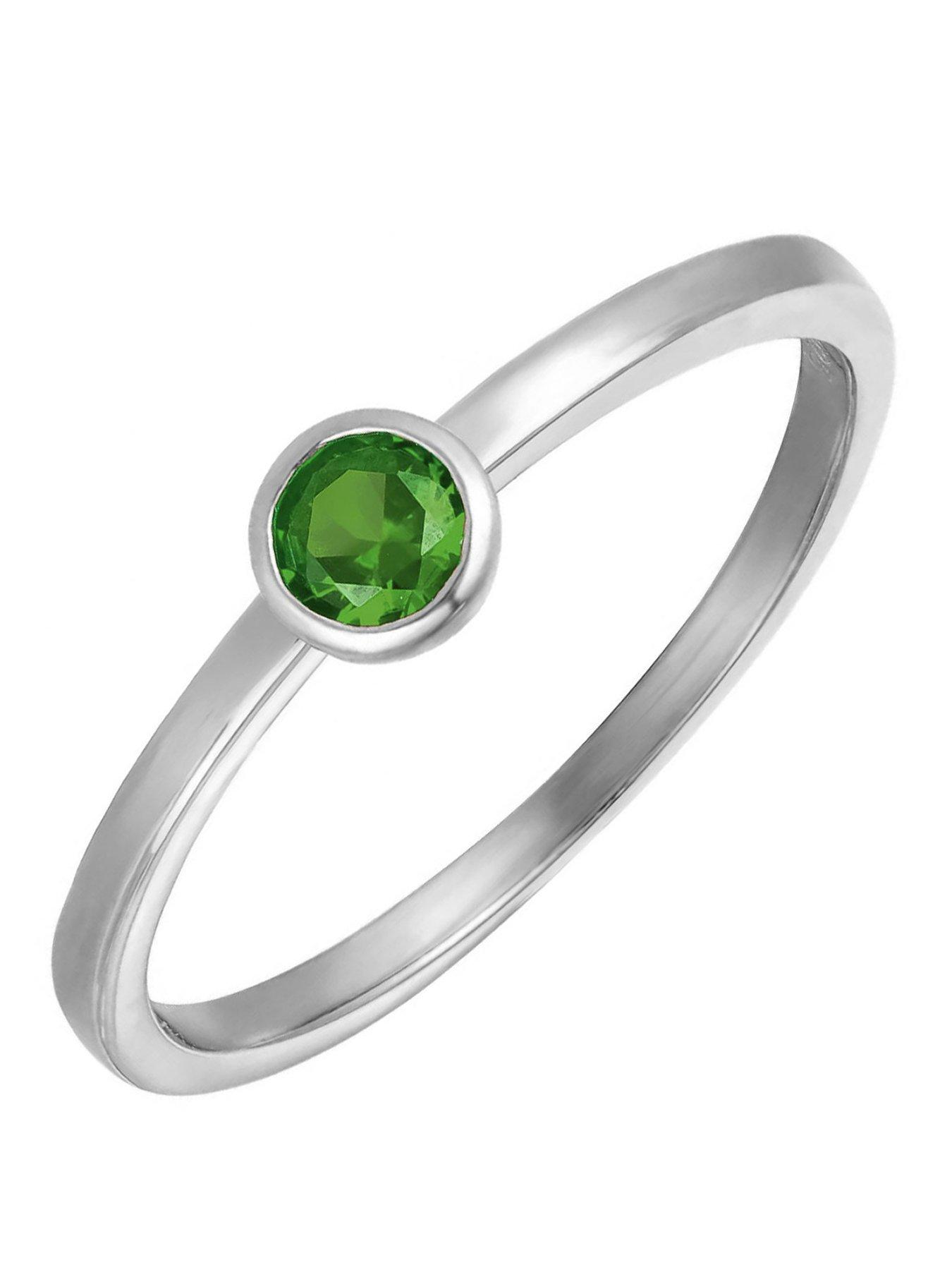 The Love Collection Sterling Silver Birthstone CZ Rubover Ring