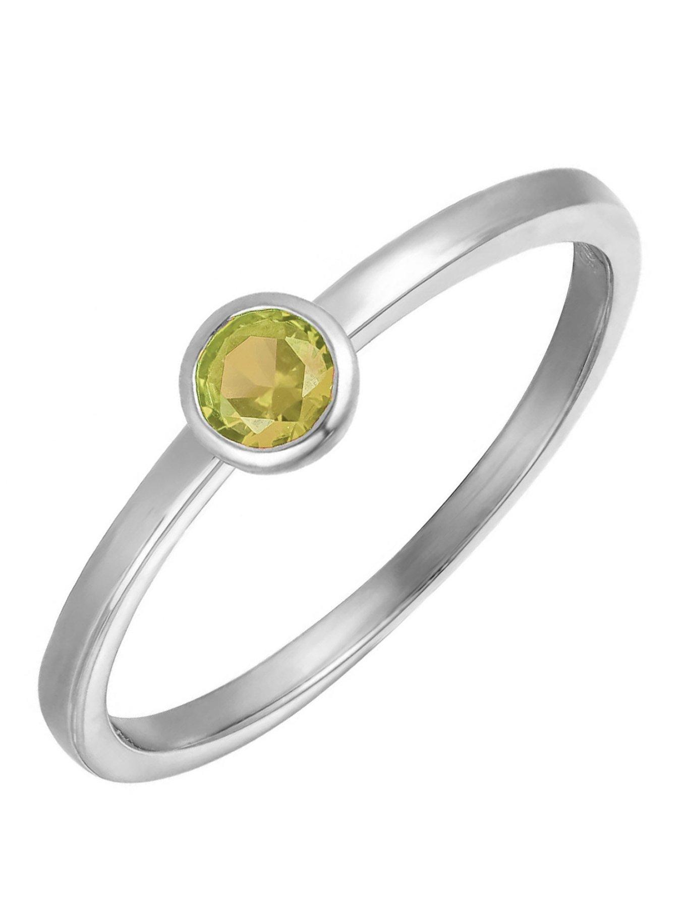 The Love Collection Sterling Silver Birthstone CZ Rubover Ring