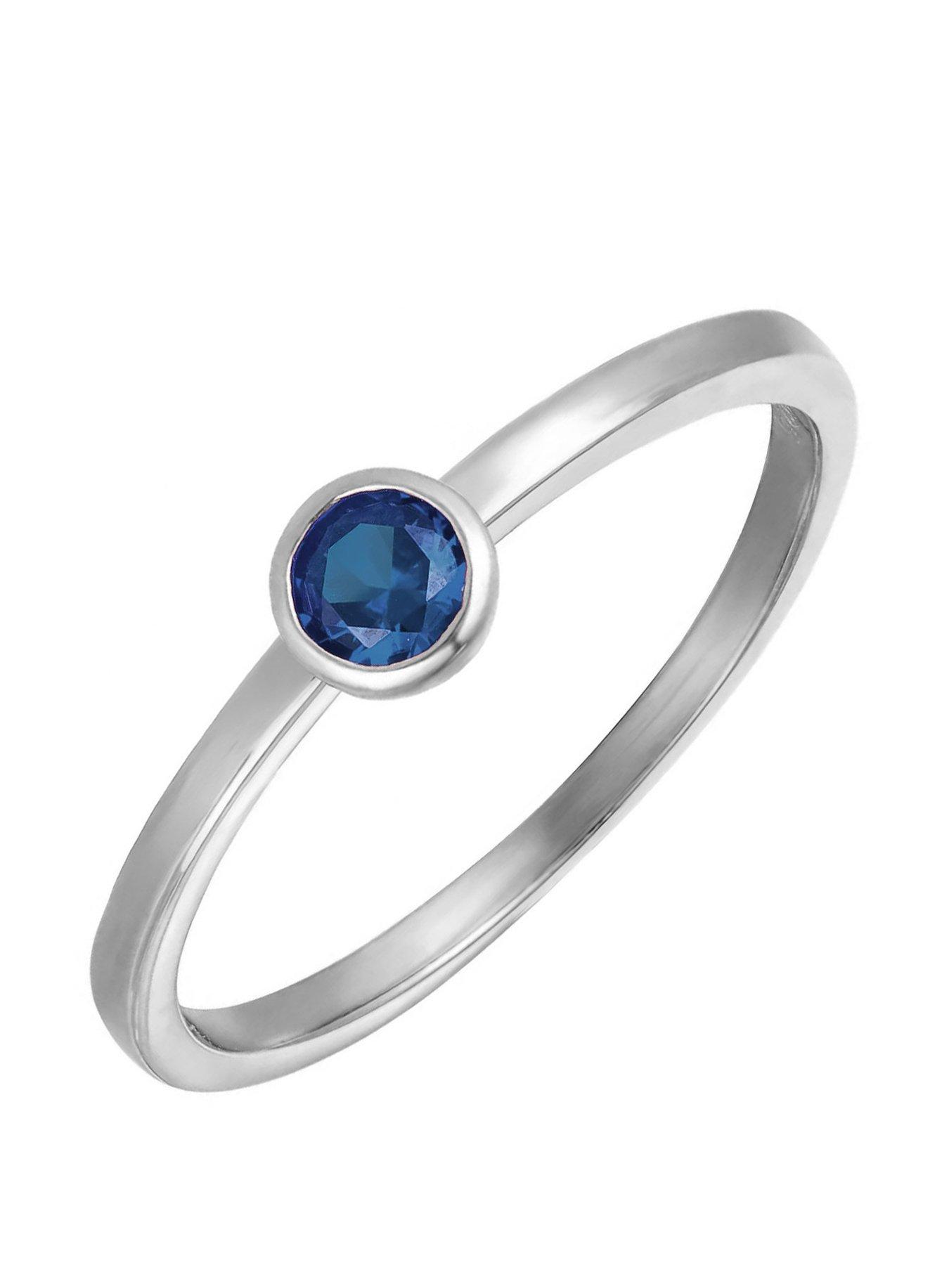 undefined Sterling Silver Birthstone CZ Rubover Ring