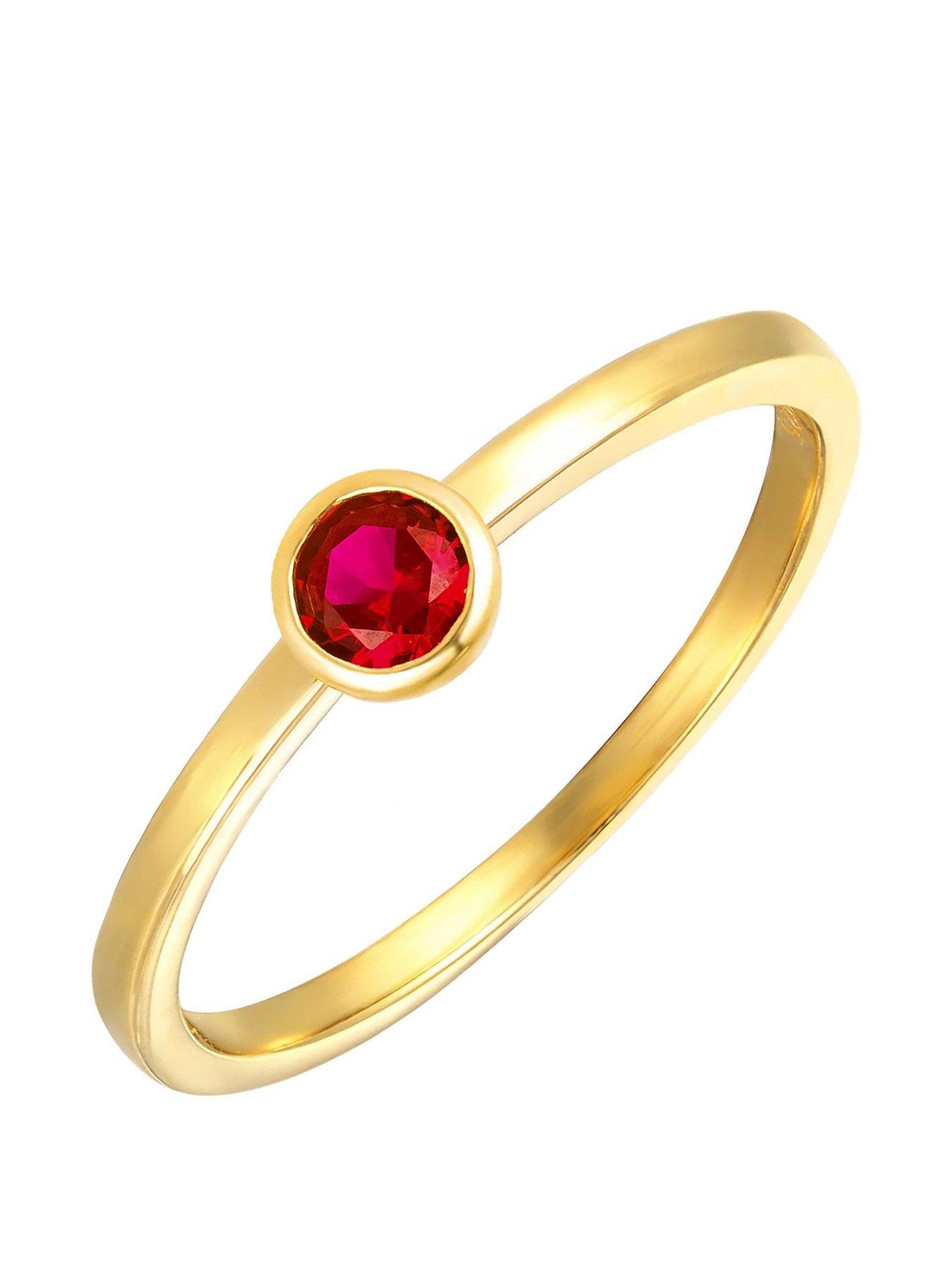 the-love-collection-gold-plated-sterling-silver-birthstone-cz-rubover-ring