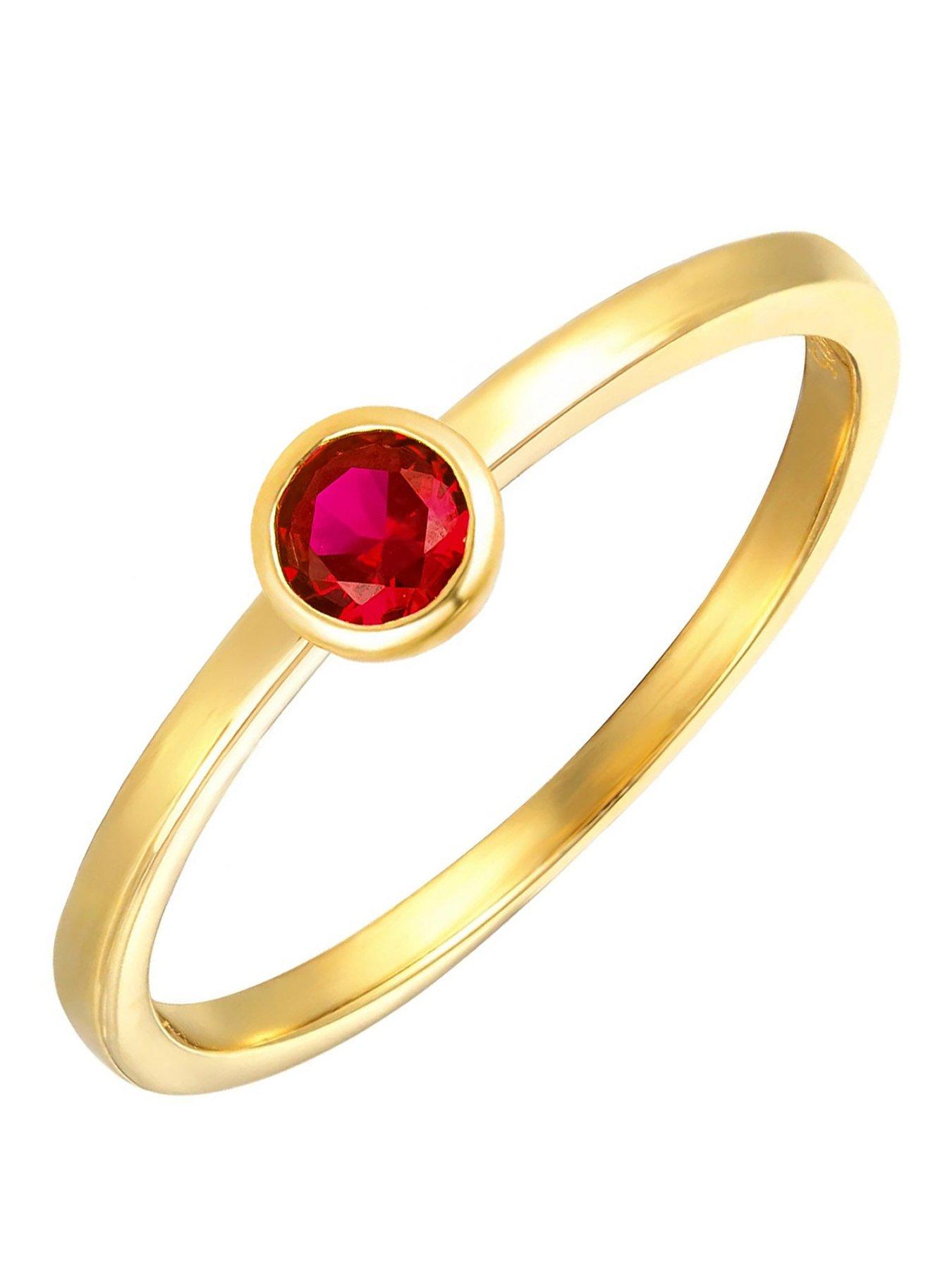 the-love-collection-gold-plated-sterling-silver-birthstone-cz-rubover-ring