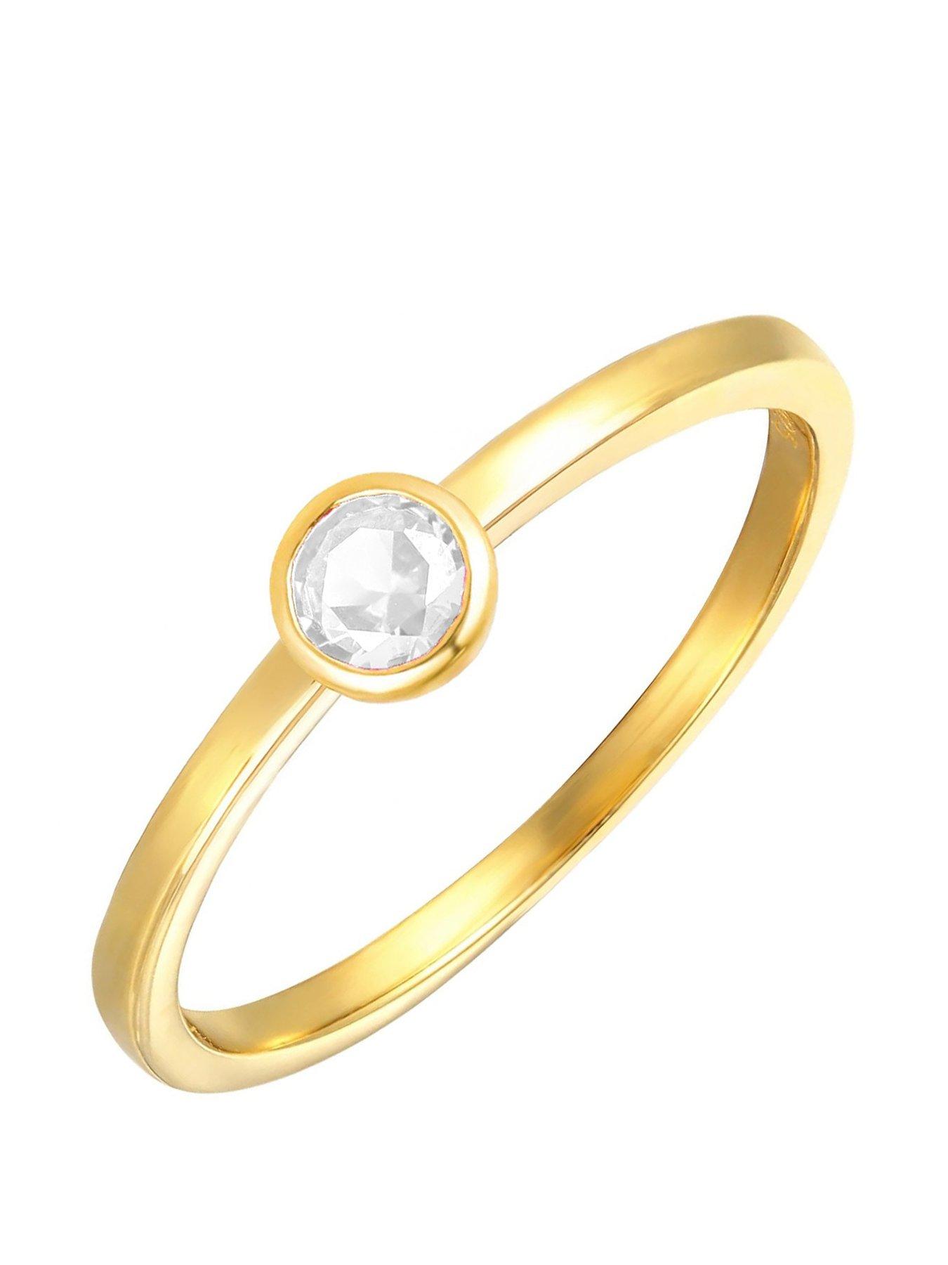undefined Gold Plated Sterling Silver Birthstone CZ Rubover Ring