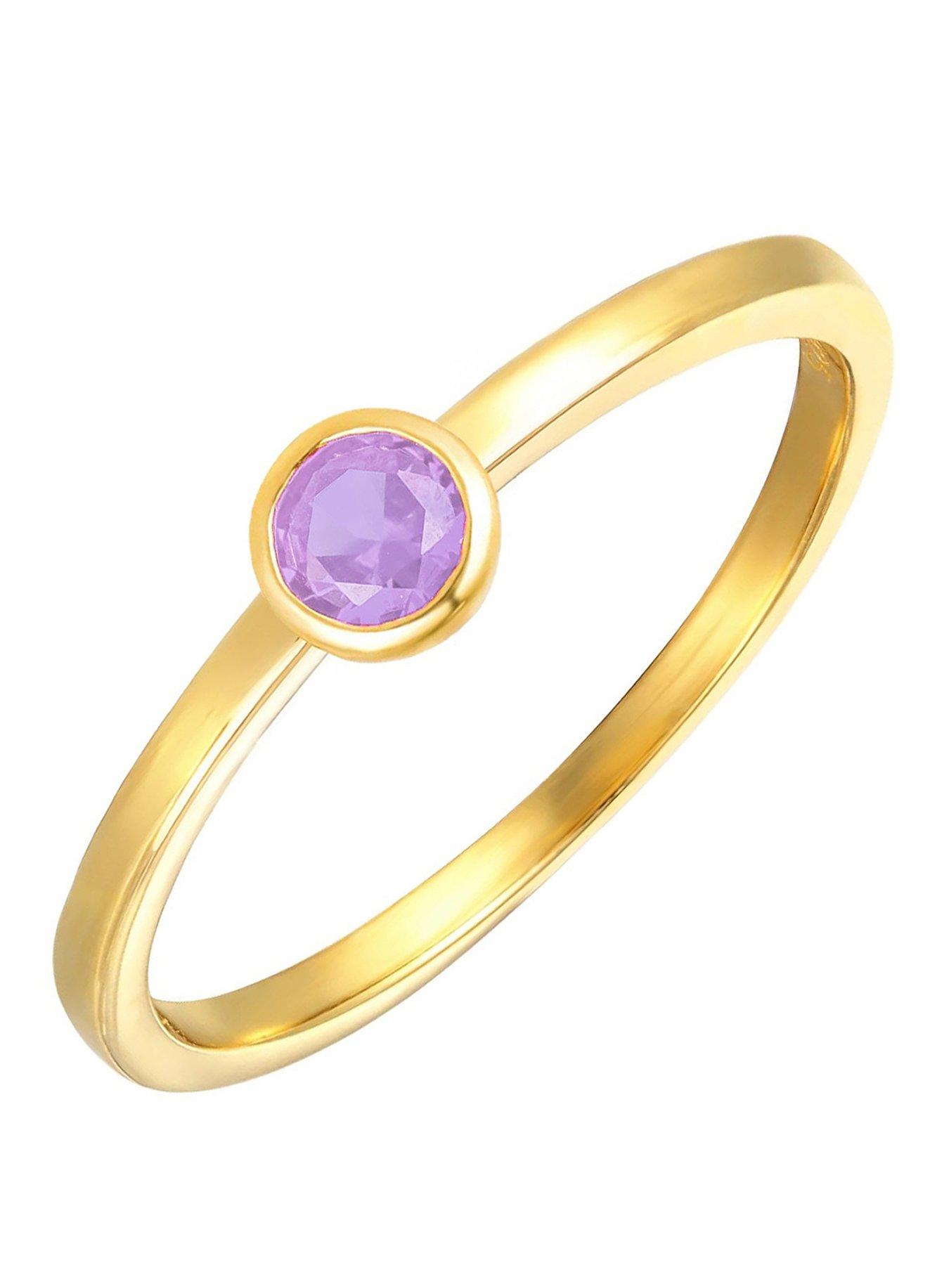The Love Collection Gold Plated Sterling Silver Birthstone CZ Rubover Ring