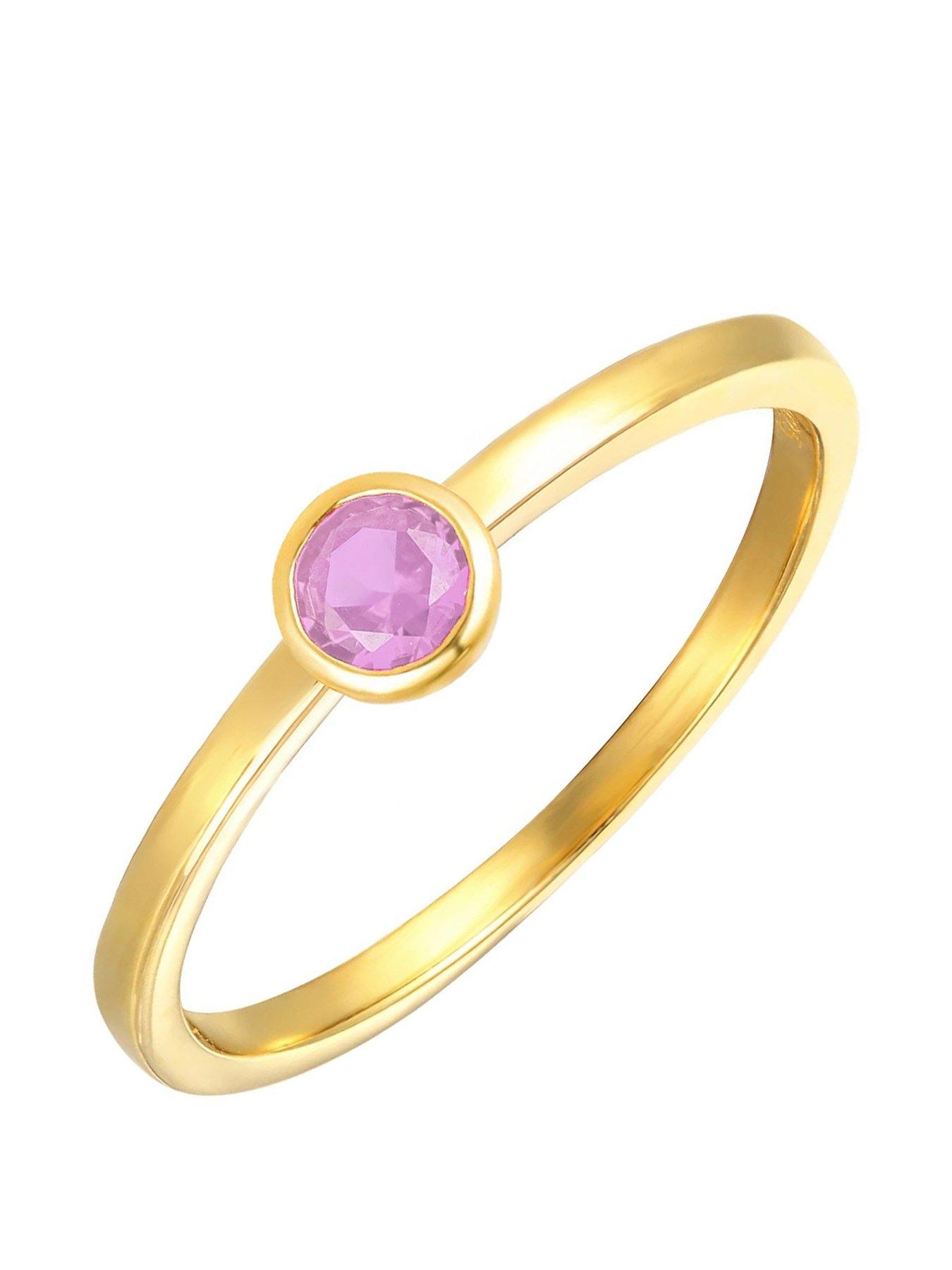 the-love-collection-gold-plated-sterling-silver-birthstone-cz-rubover-ring
