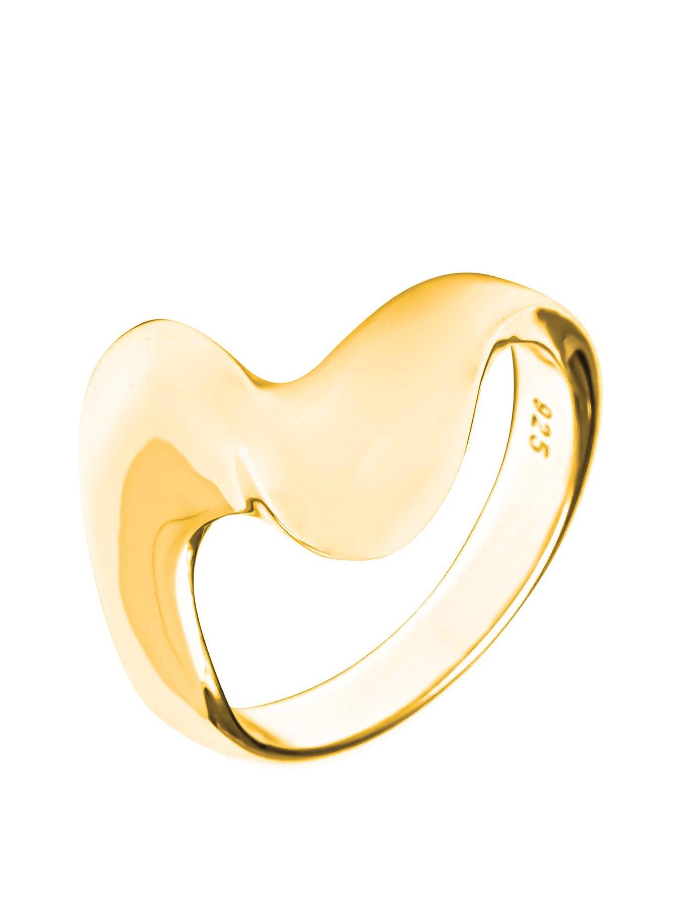 V by Very Gold Plated Sterling Silver Large Curve Ring