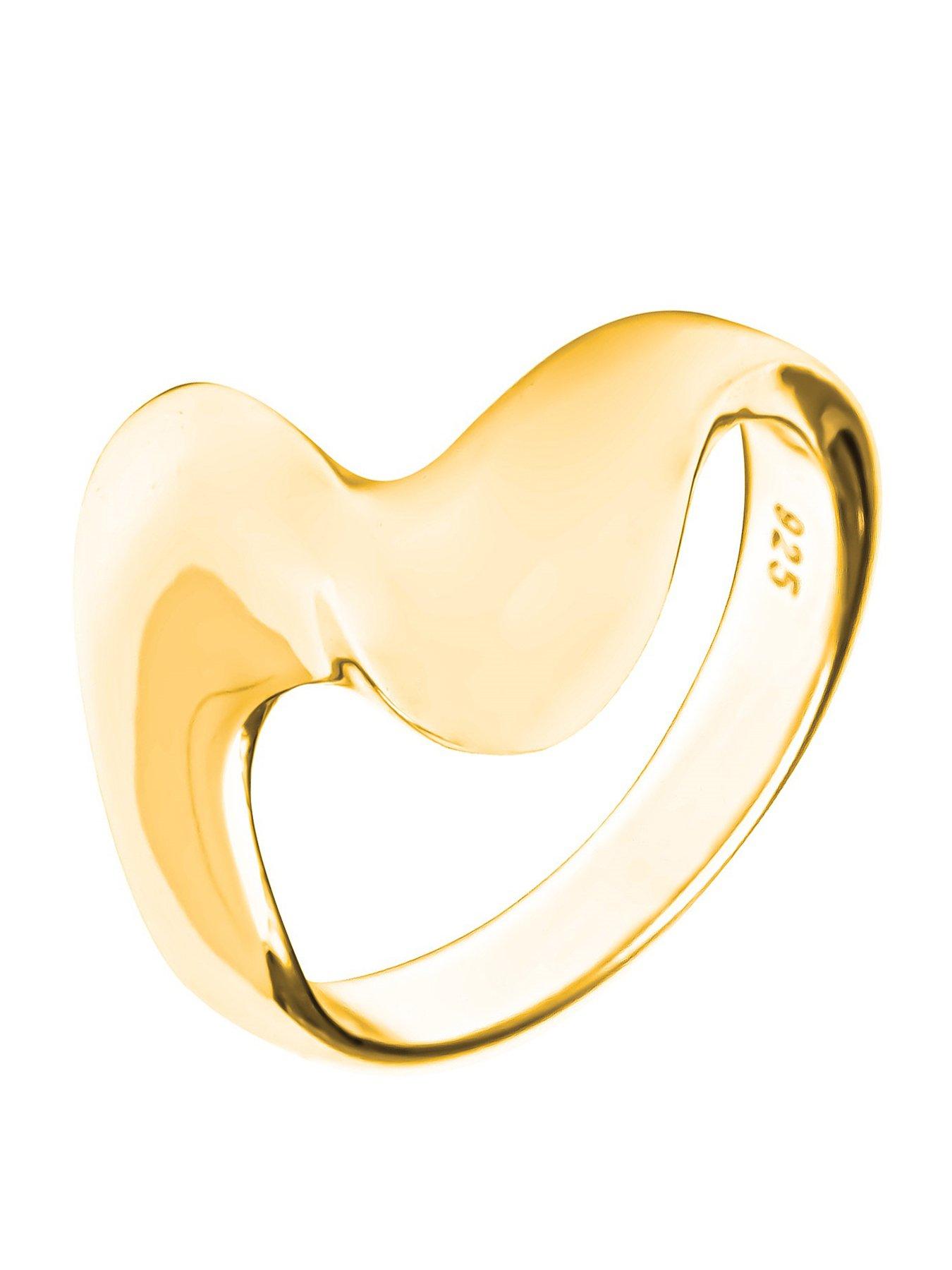 V by Very Gold Plated Sterling Silver Large Curve Ring