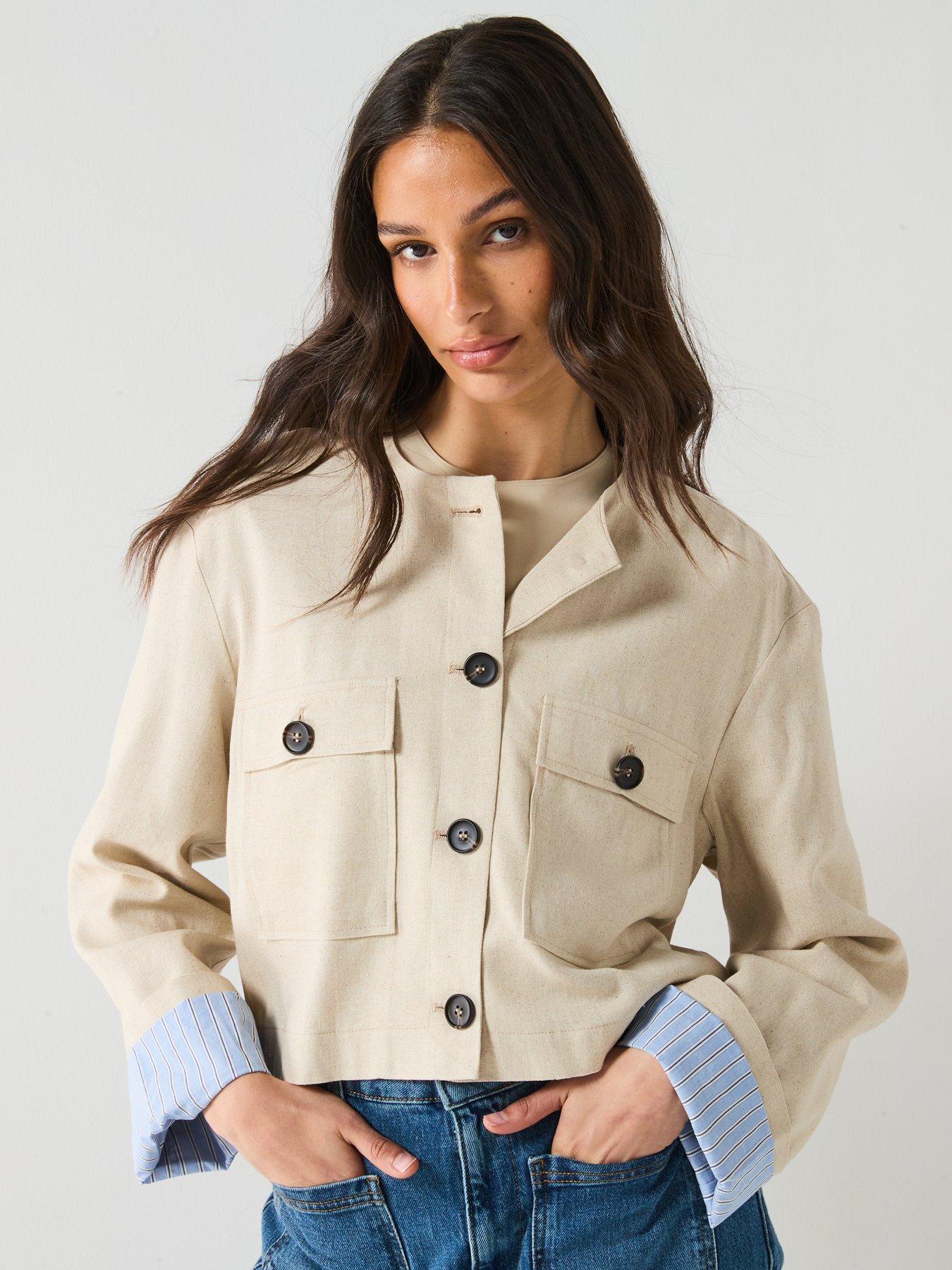 undefined Pampa Long Sleeve Linen Jacket - Cream