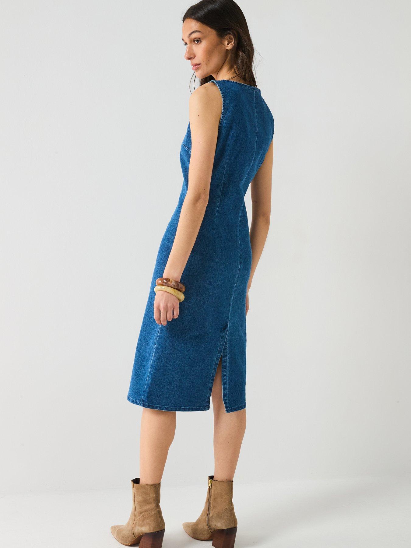  image of pieces-tiffany-sleeveless-denim-dress-blue