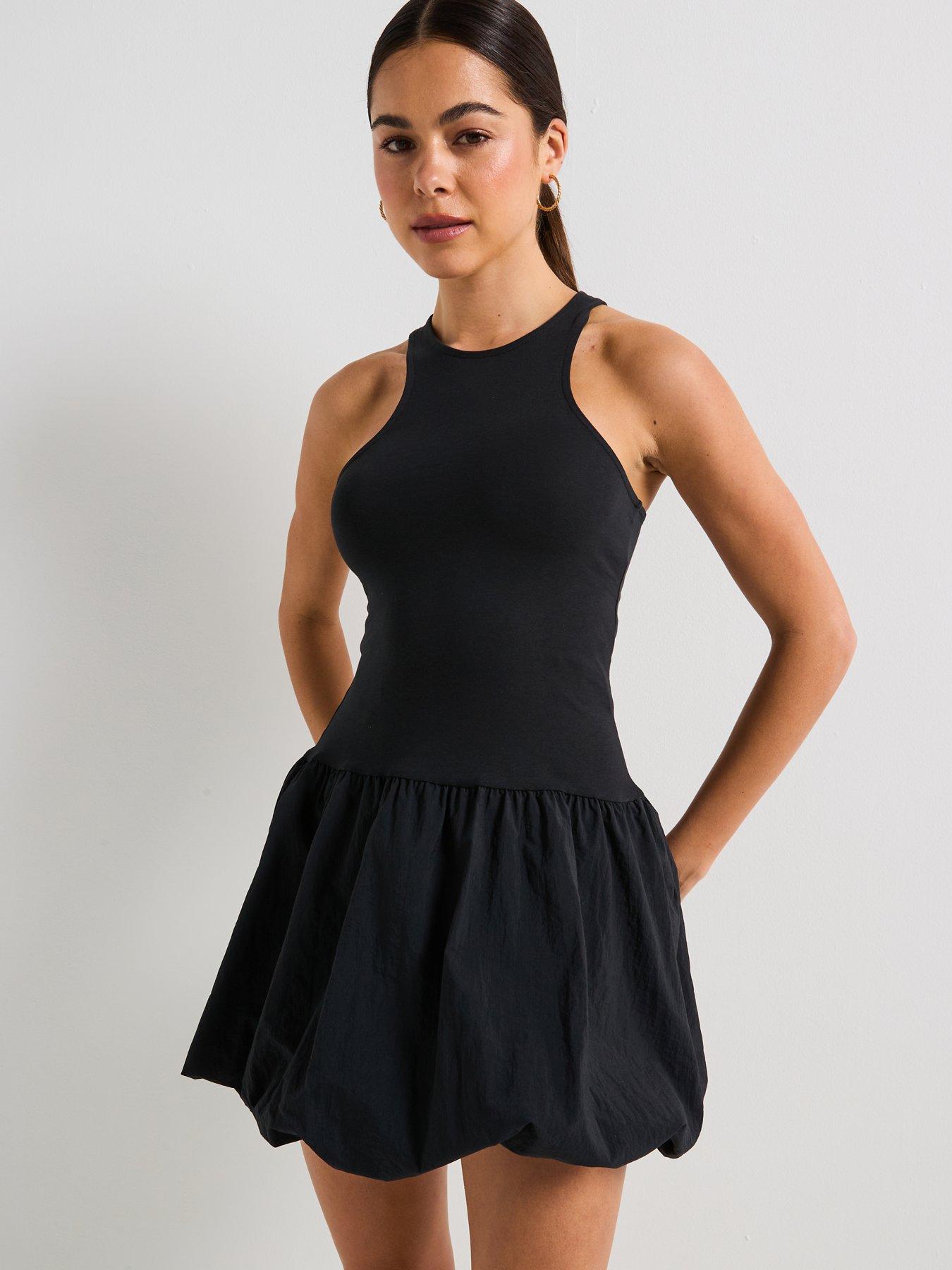 only-lia-sleeveless-balloon-mix-short-jersey-dress-black