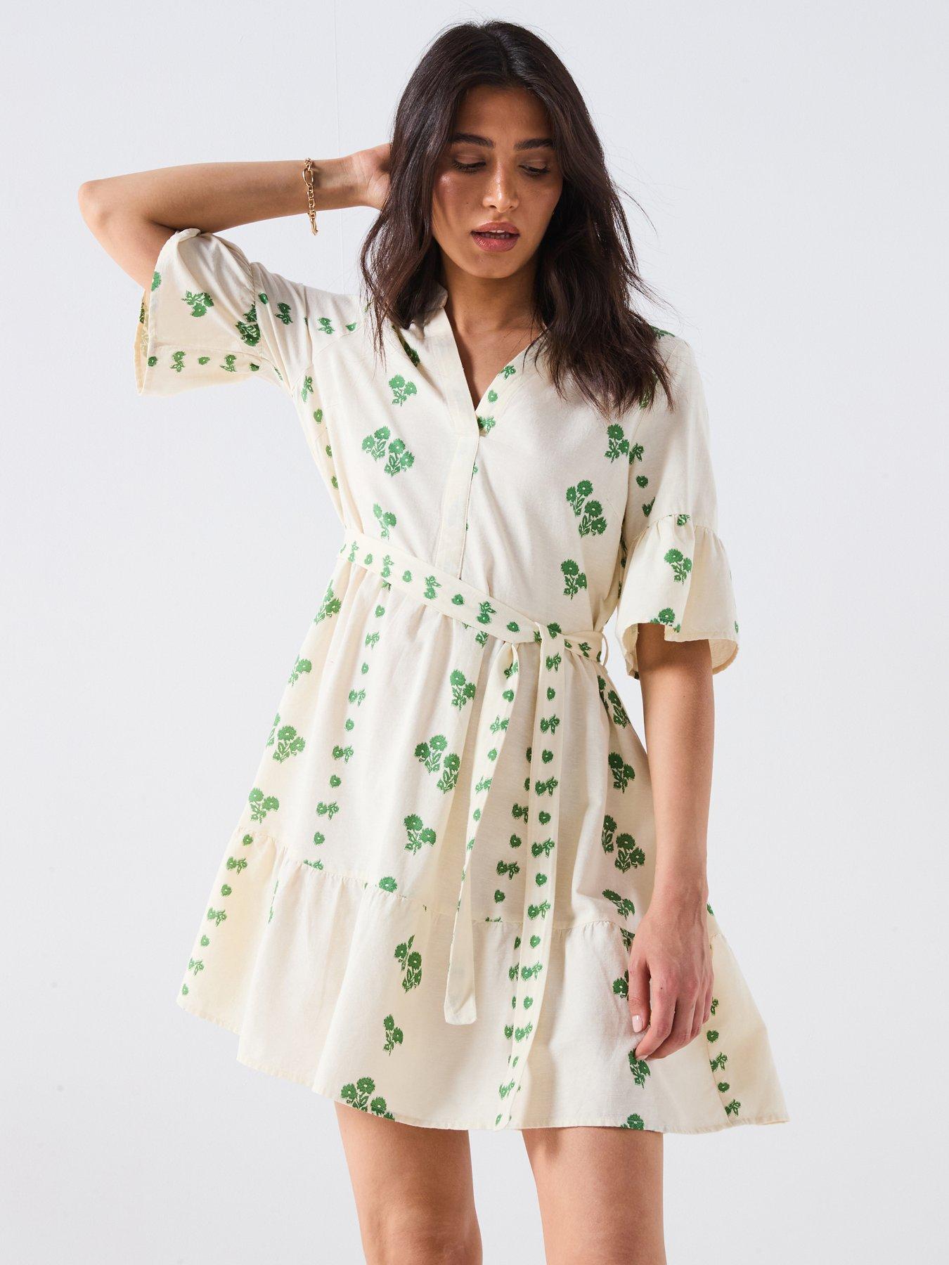 Image 1 of 4 of Vero Moda Pamela Short Woven Dress - White