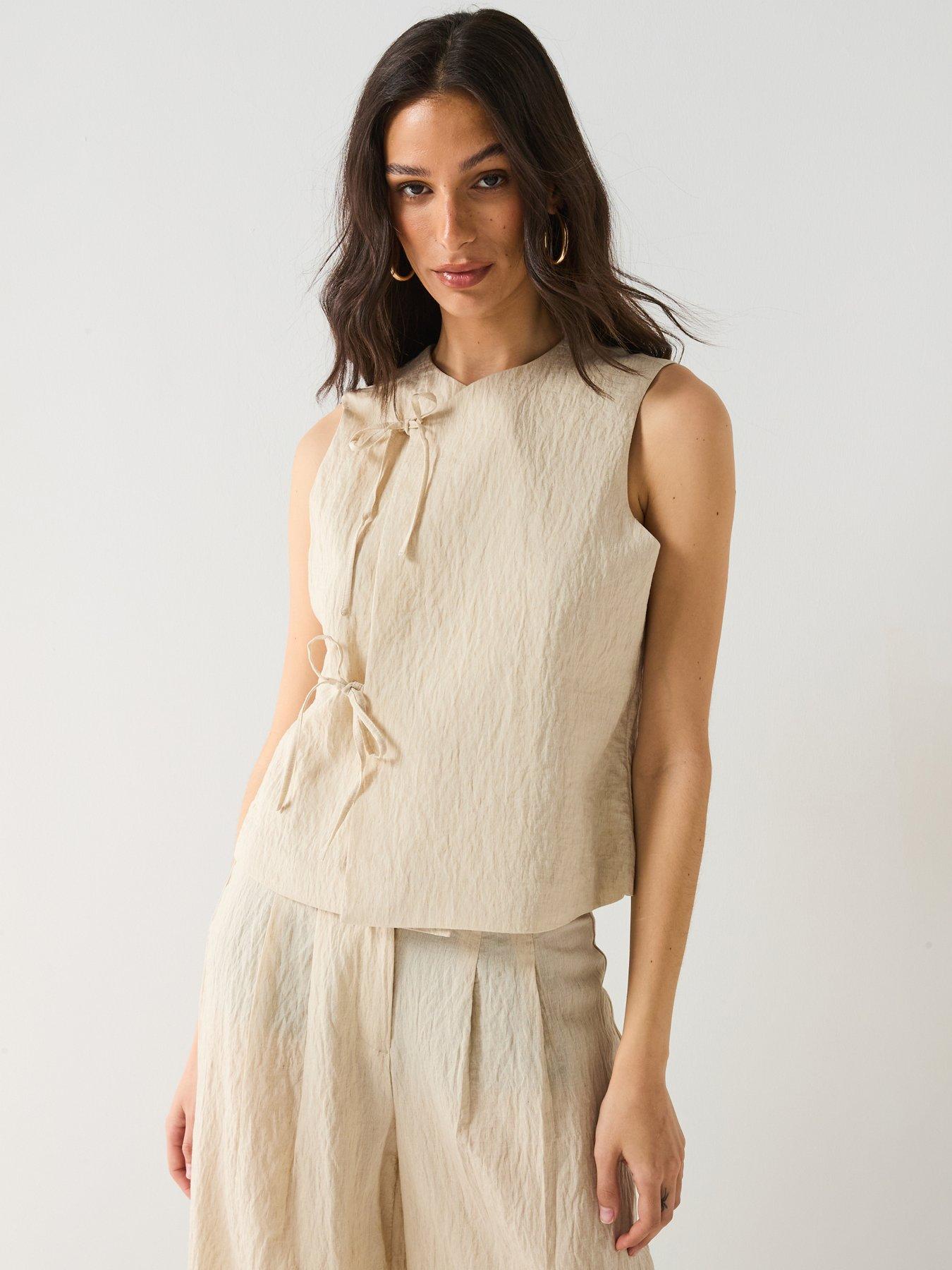 vero-moda-fea-sleeveless-string-waistcoat-beige
