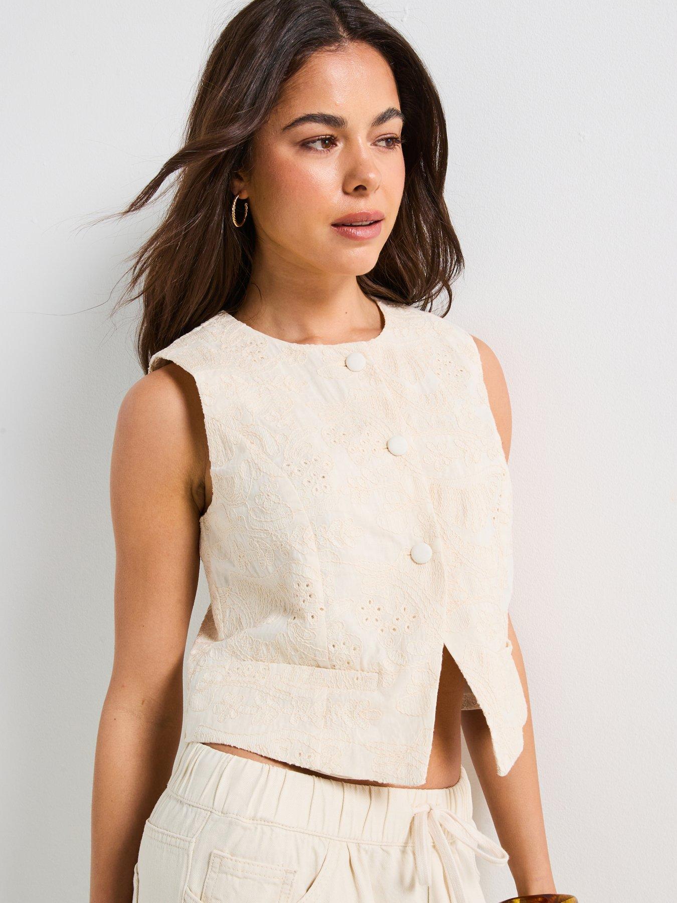 Vero Moda Meline Sleeveless Short Waistcoat - Cream