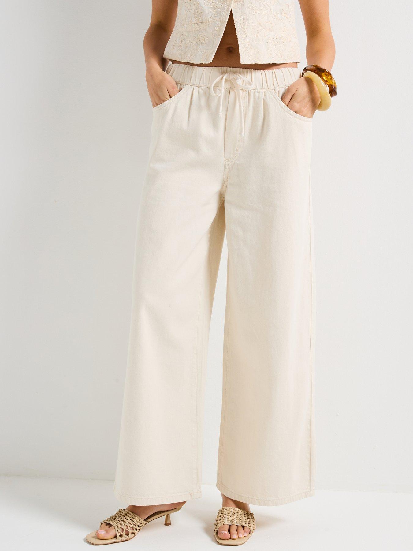 Vero Moda Valeria String Straight Jeans - White