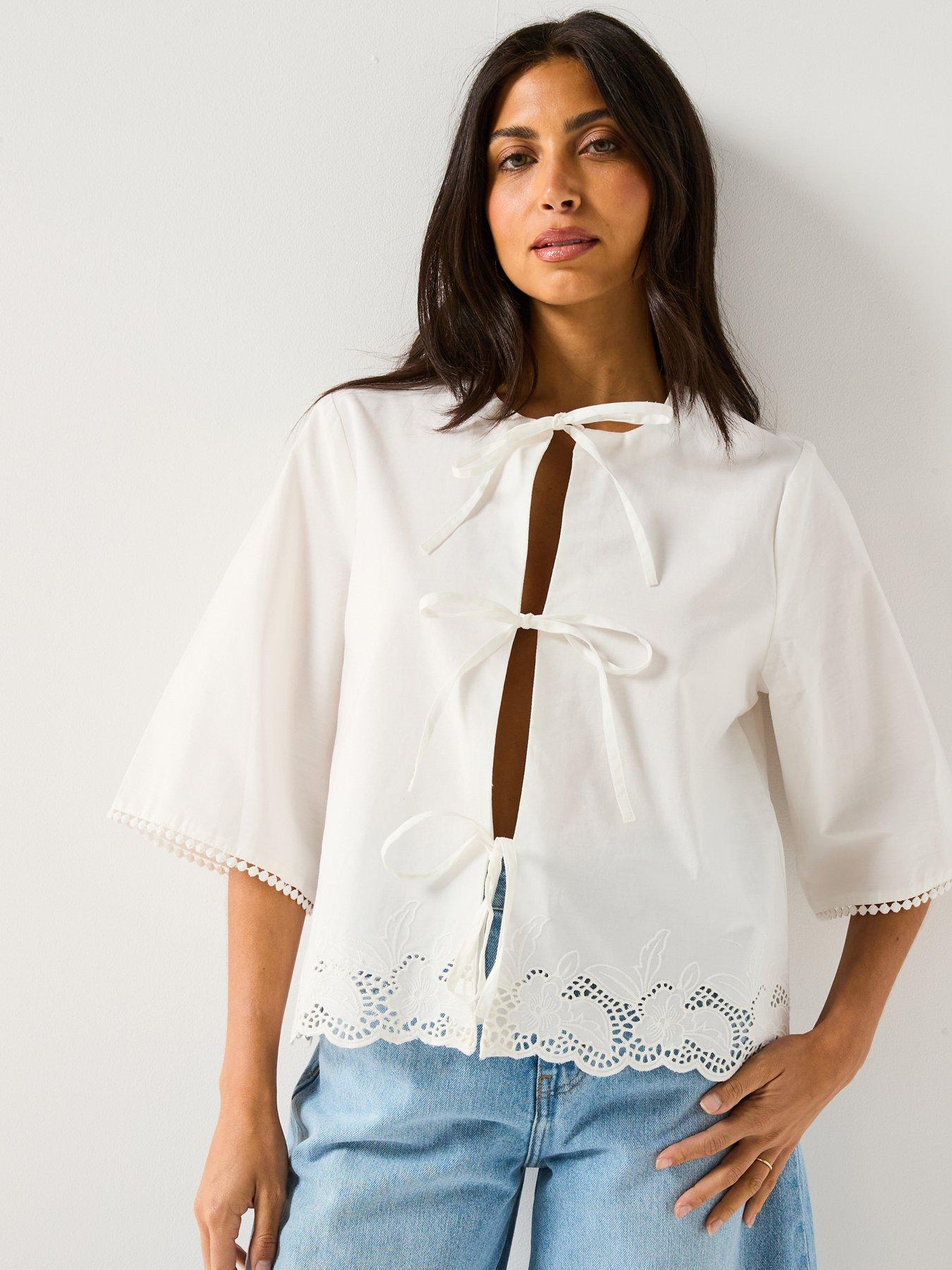 Only Tia 3/4 Embellished Tie Top - Multi