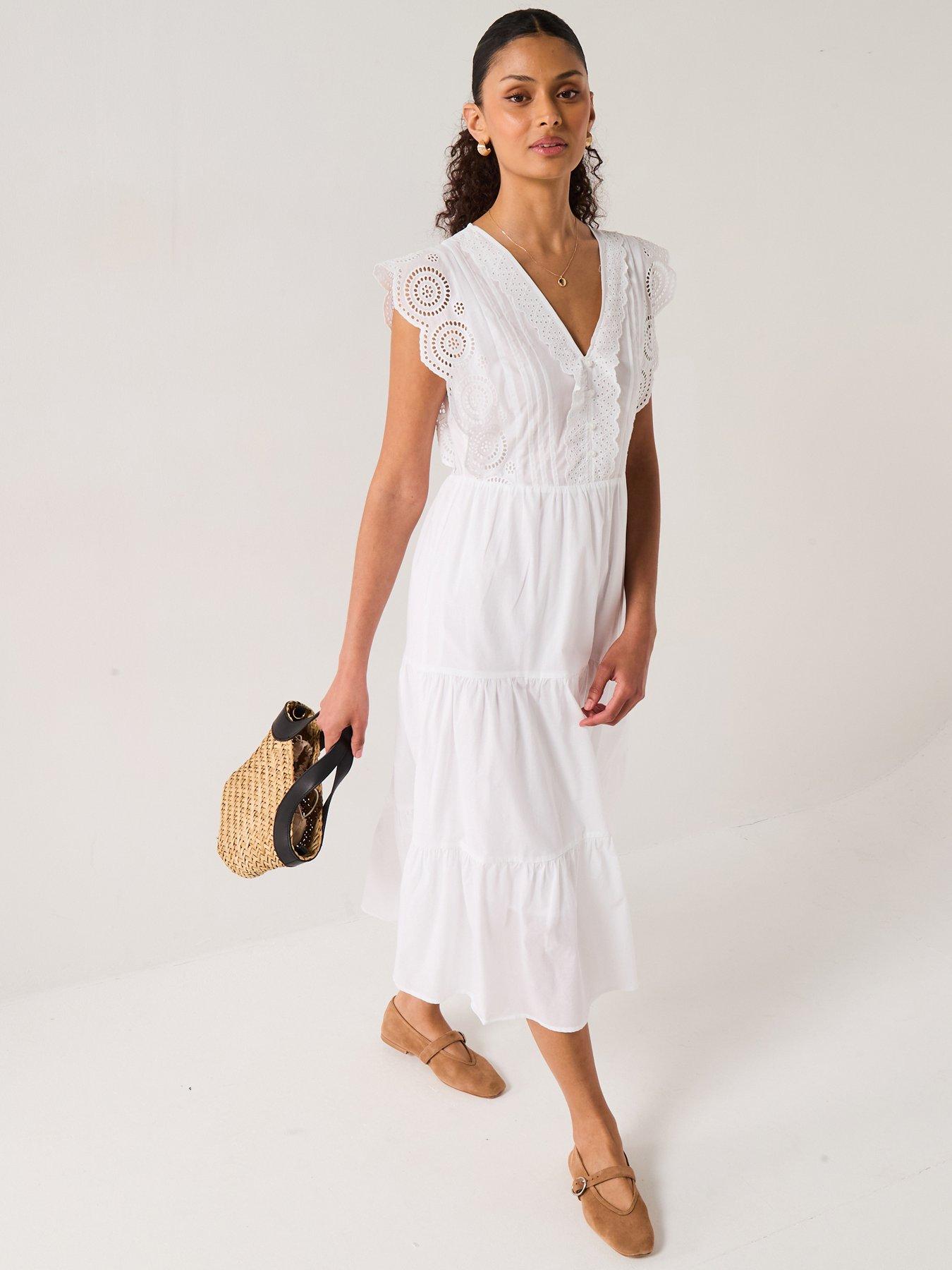 undefined Sara Sleeveless Lace Dress - White