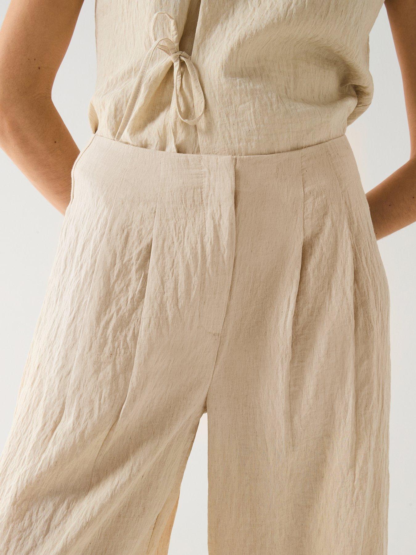  image of vero-moda-fea-mid-waist-palazzo-pants-beige