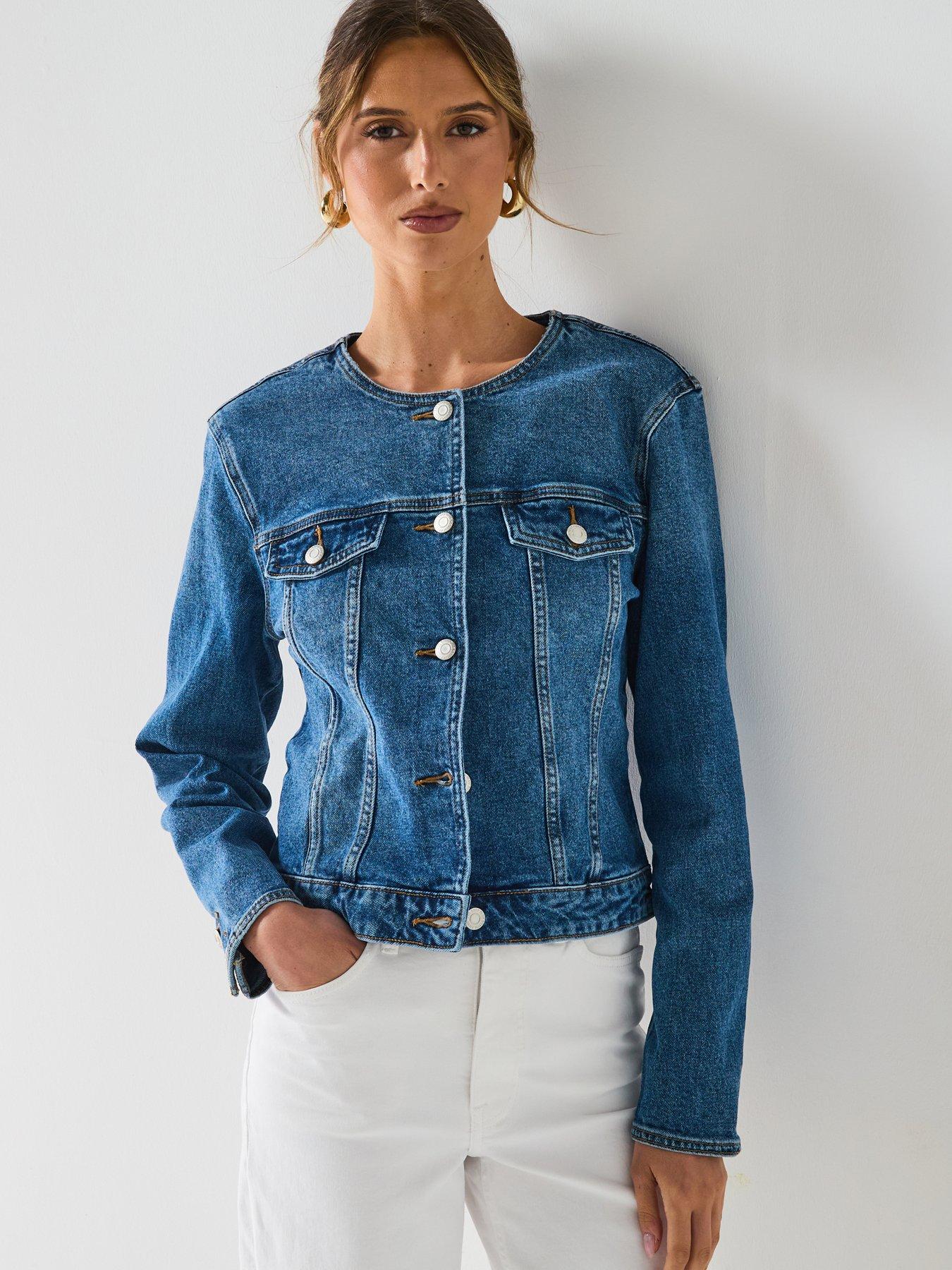 Only Kathy Round Collar Denim Jacket - Blue