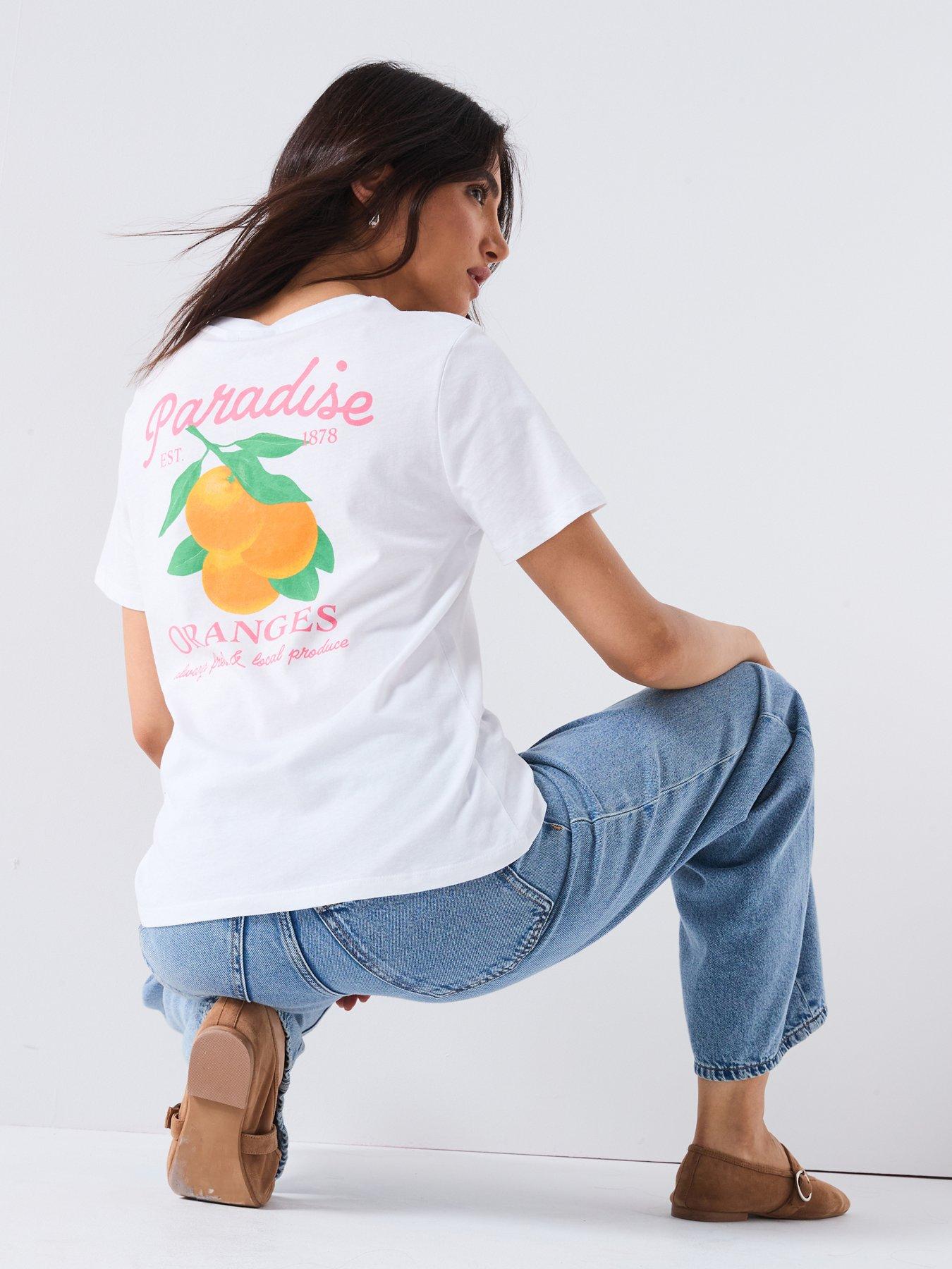 PIECES Summer Short Sleeve Printed T-Shirt - White
