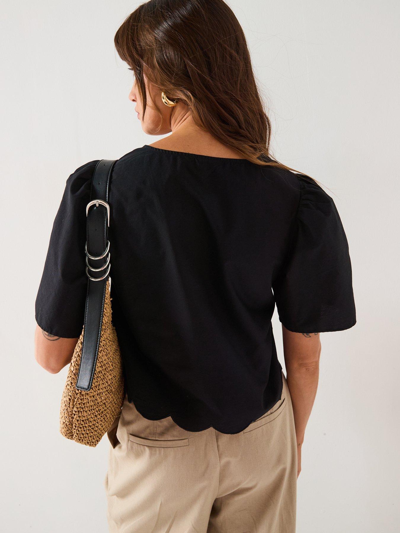 stillFront image of jdy-alice-short-sleeve-tie-top-black