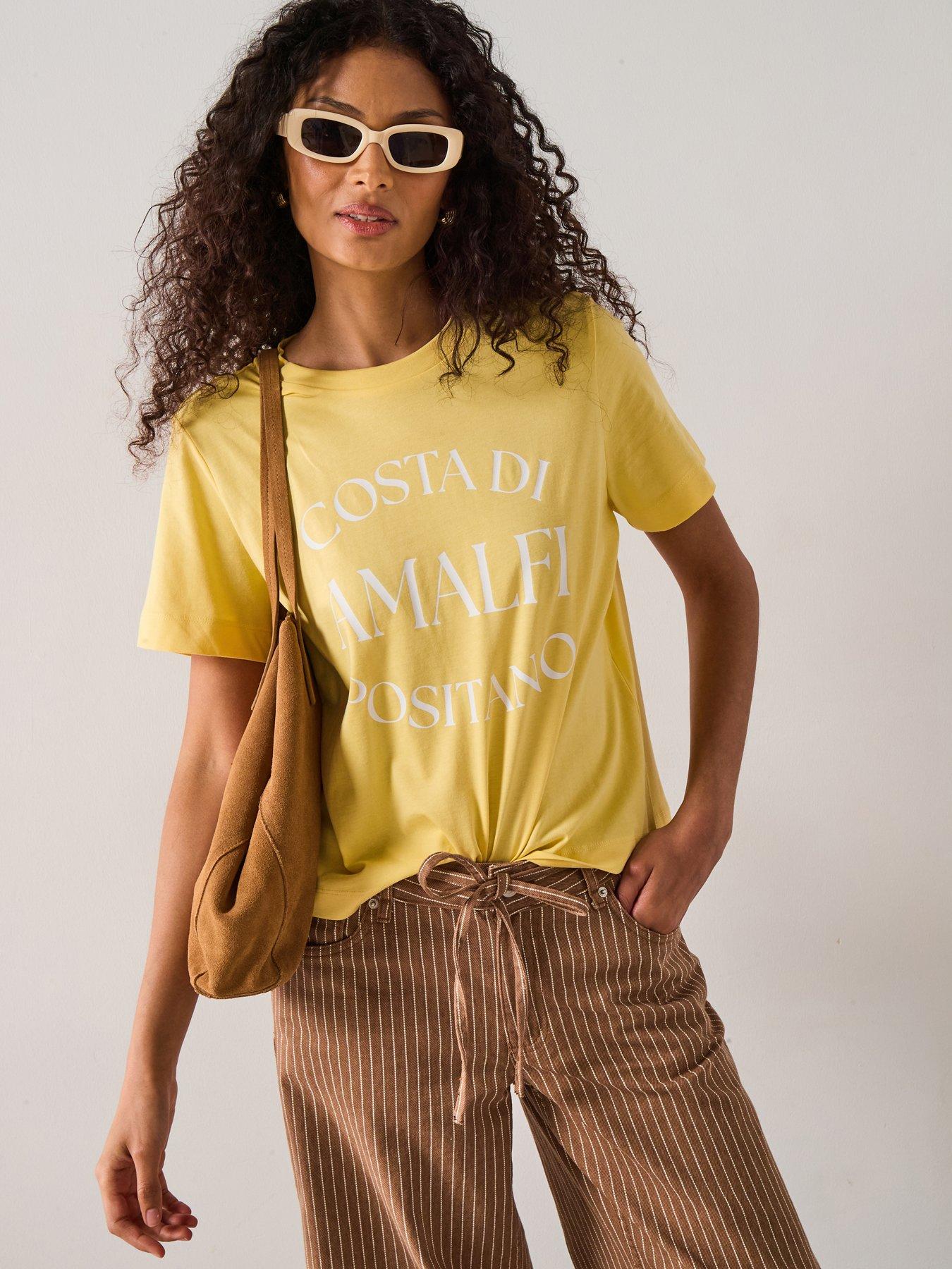 undefined Sonna Mette Short Sleeve Jersey Top  - Yellow
