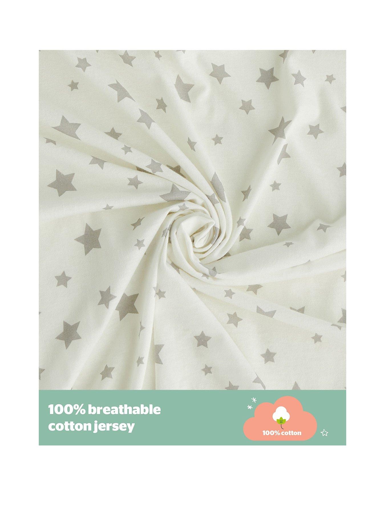  image of silentnight-safe-nights-2-x-pack-100-cotton-cot-bed-fitted-sheets-140cm-x-70cm-grey-stars
