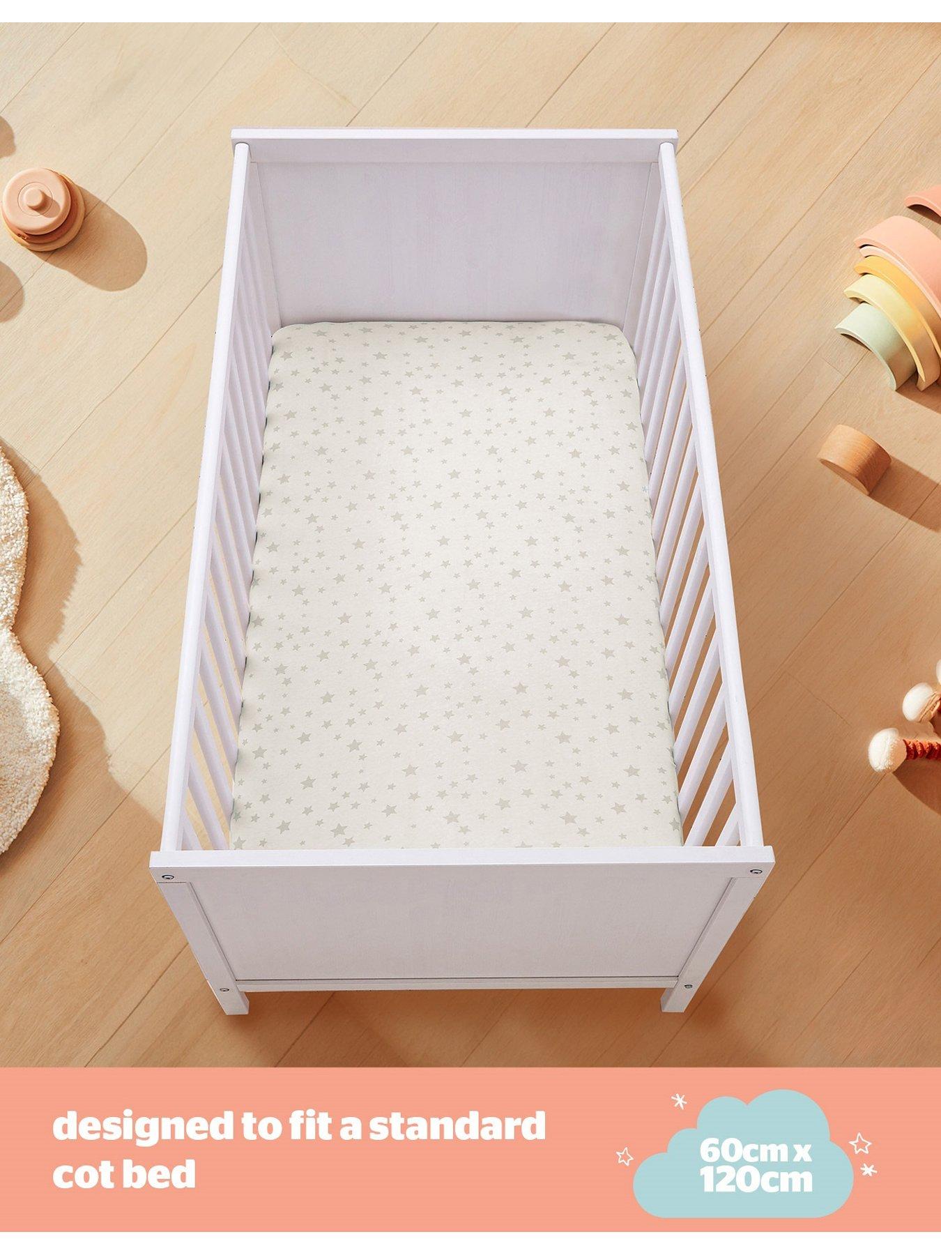  image of silentnight-safe-nights-2-x-pack-100-cotton-cot-bed-fitted-sheets-140cm-x-70cm-grey-stars