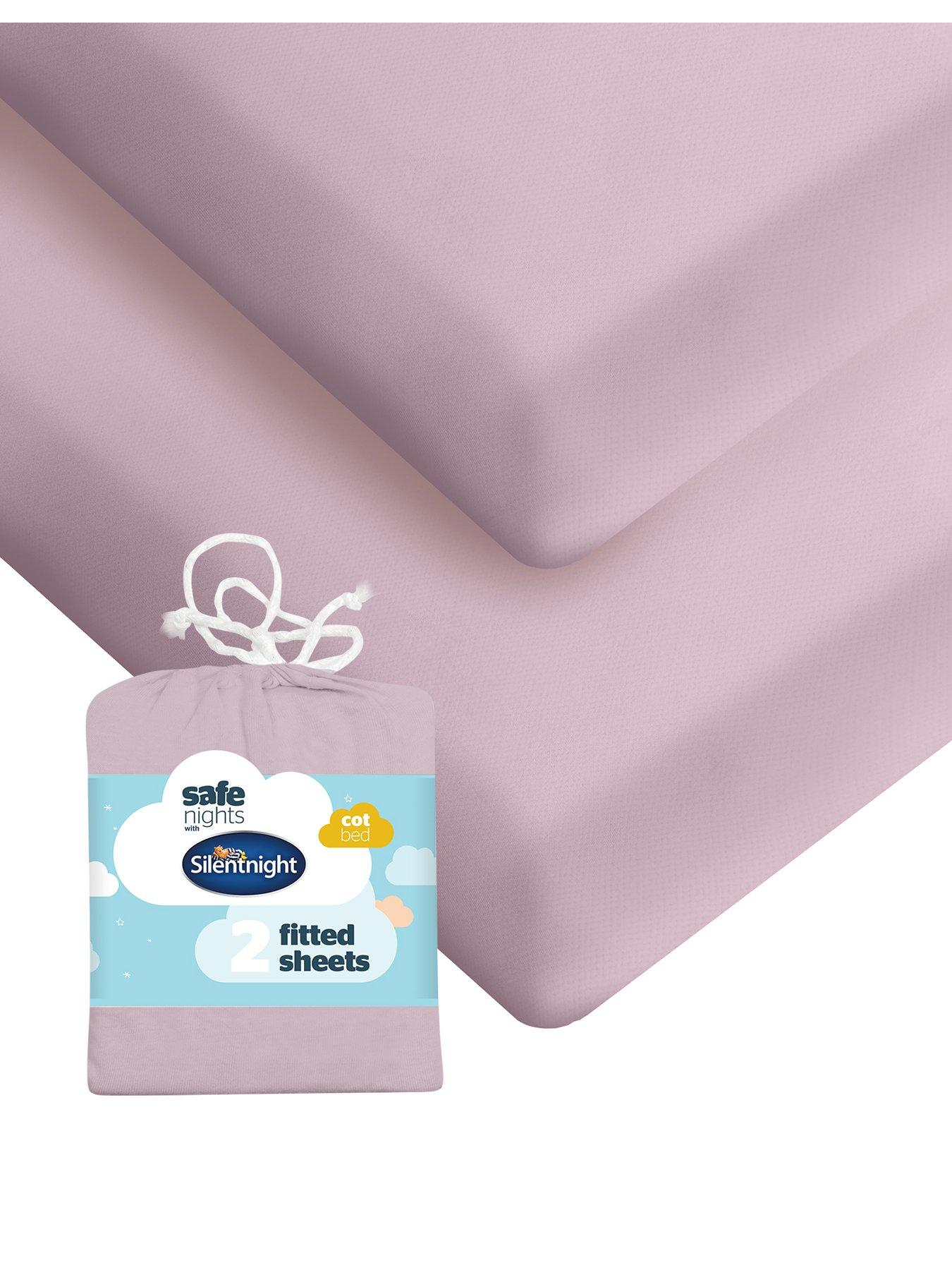 Silentnight Safe Nights 2 x Pack 100% Cotton Cot Bed Fitted Sheets - 140cm x 70cm - Pink