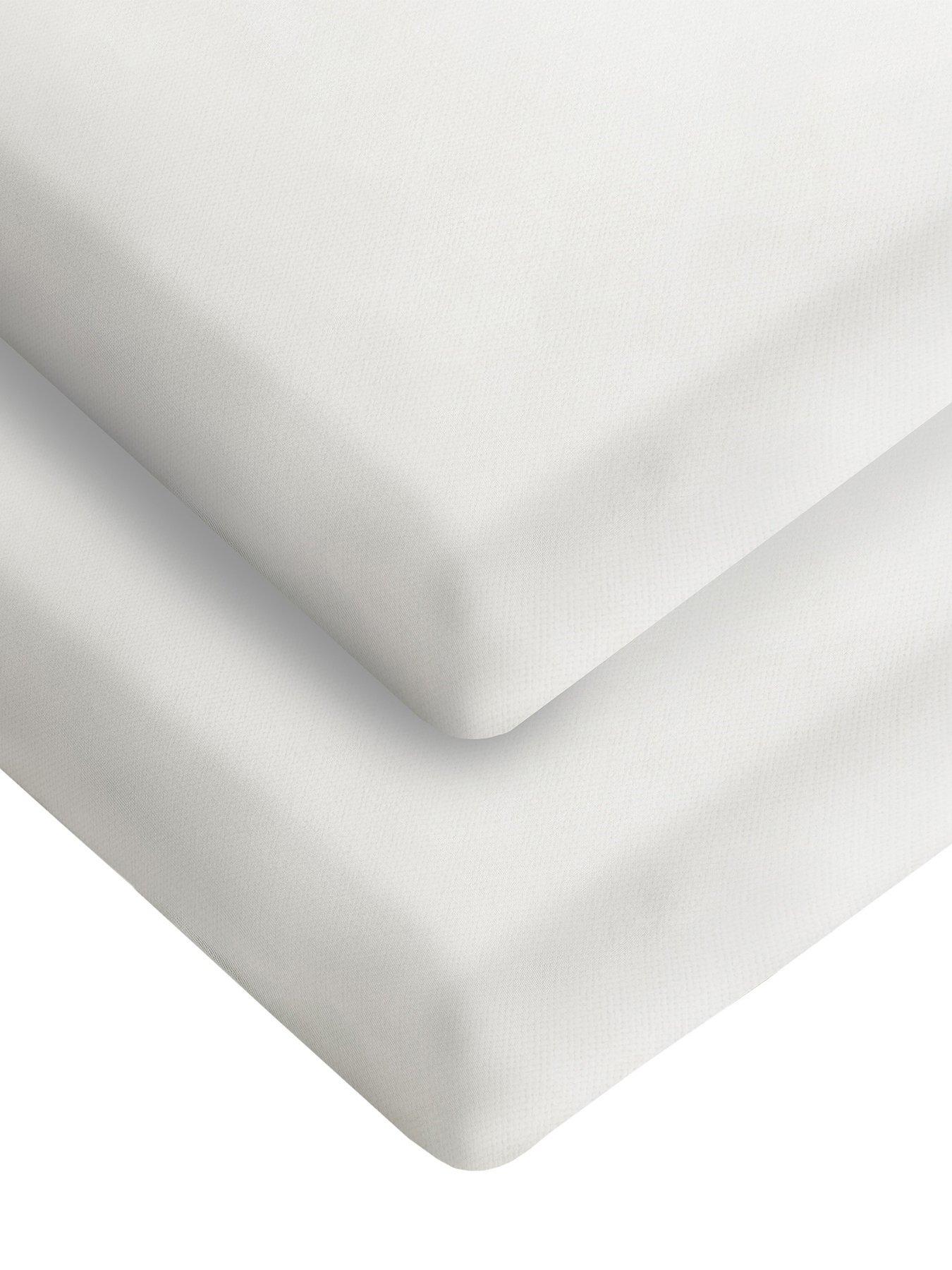 undefined Safe Nights 2 x Pack 100% Cotton Cot Bed Fitted Sheets - 140cm x 70cm (White)