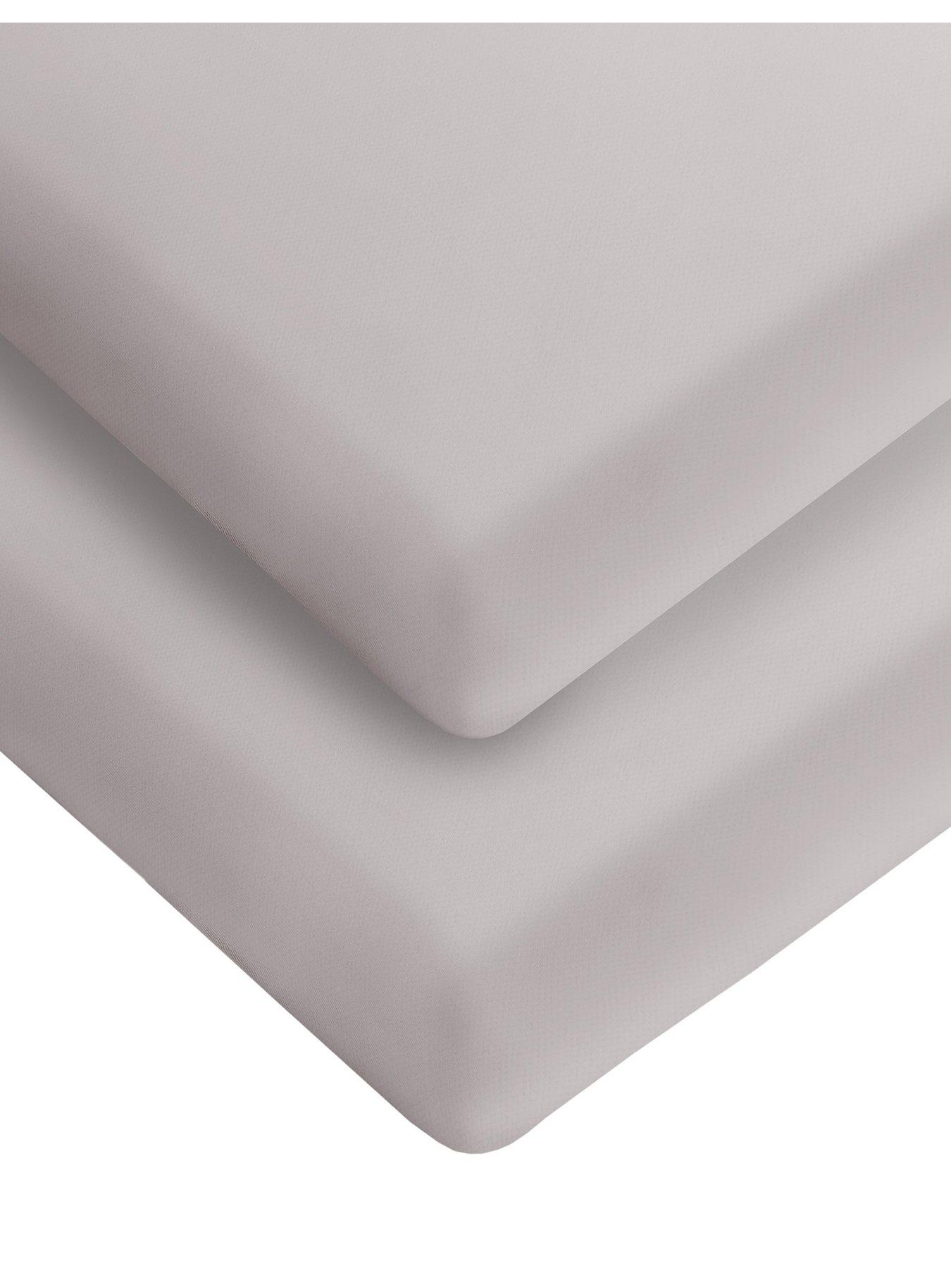 undefined Safe Nights 2 x Pack 100% Cotton Cot Bed Fitted Sheets - 140cm x 70cm - Grey