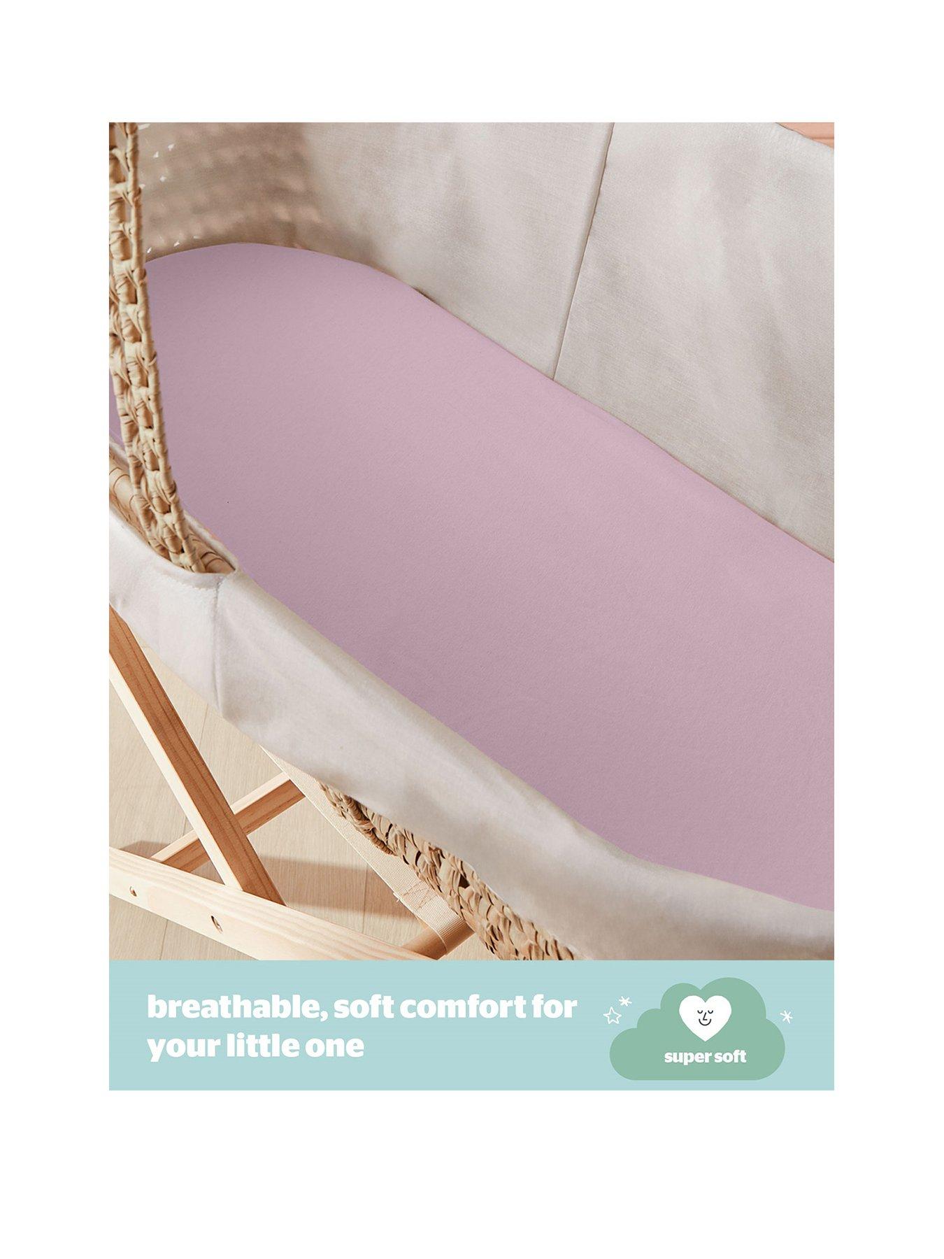  image of silentnight-safe-nights-2-x-pack-100-cotton-moses-basket-fitted-sheets-74cm-x-28cm-pink