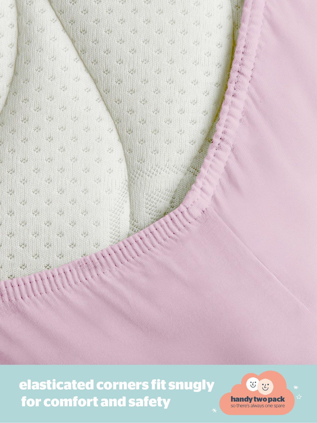  image of silentnight-safe-nights-2-x-pack-100-cotton-moses-basket-fitted-sheets-74cm-x-28cm-pink
