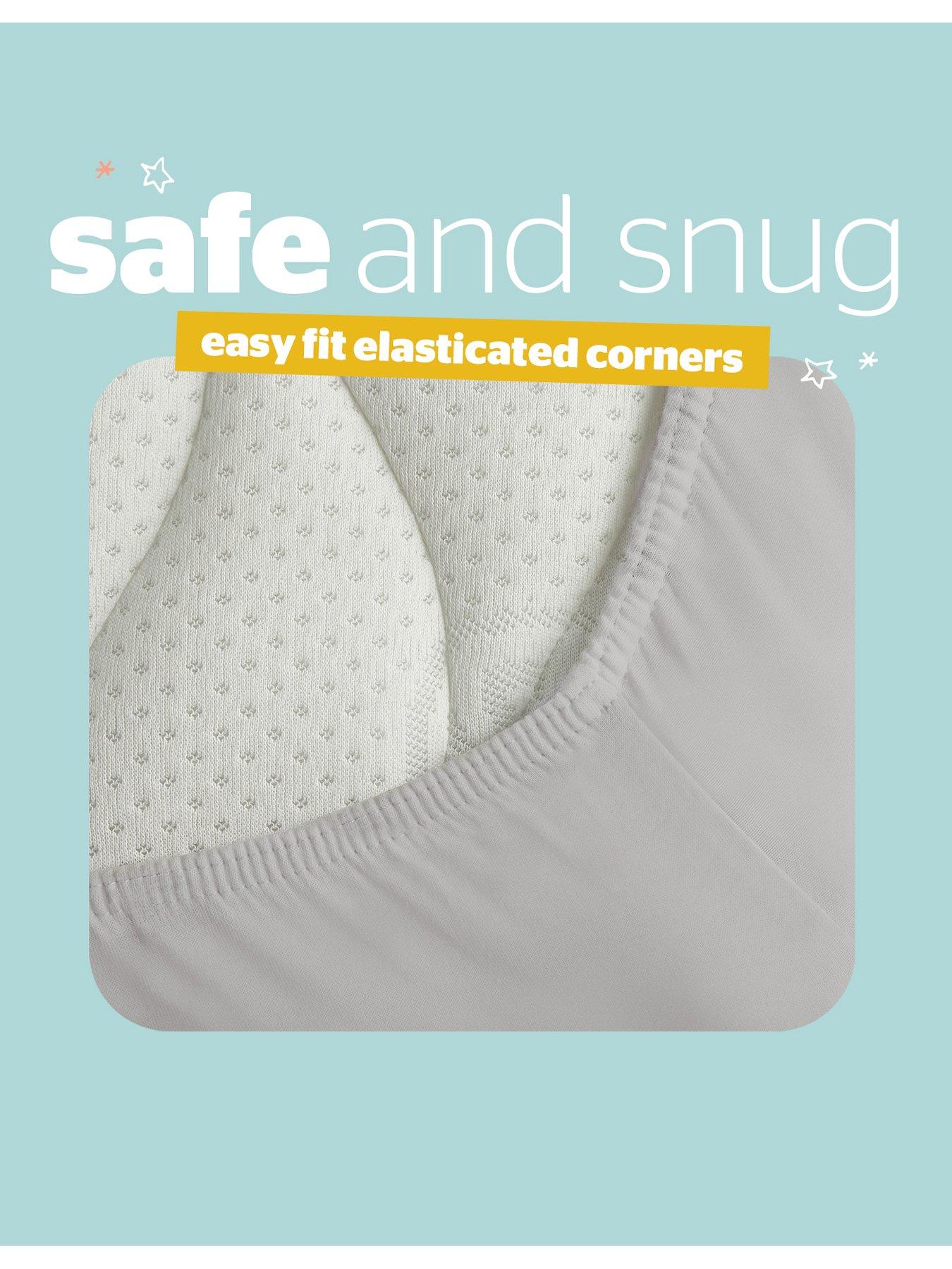 Image 5 of 7 of Silentnight Safe Nights 2 x Pack 100% Cotton Moses Basket Fitted Sheets - 74cm x 28cm (Grey)