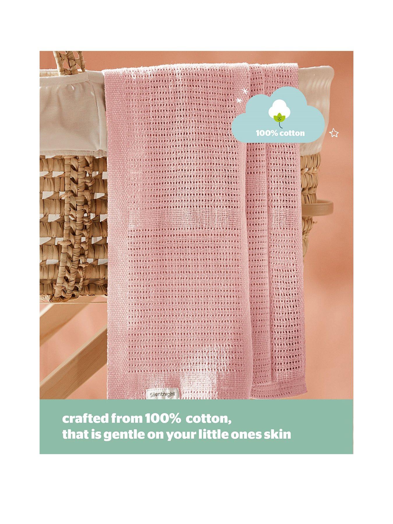  image of silentnight-safe-nights-2-pack-100-cotton-cellular-blanket-75cm-x-95cm-pink