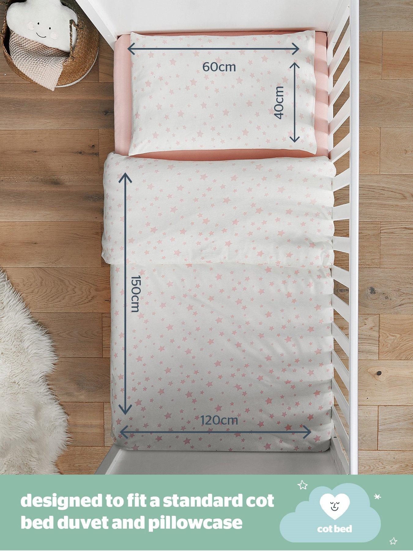  image of silentnight-safe-nights-anti-allergy-cot-bed-bedding-bundle-pillow-4-tog-duvet-and-duvet-cover-set-pink-stars