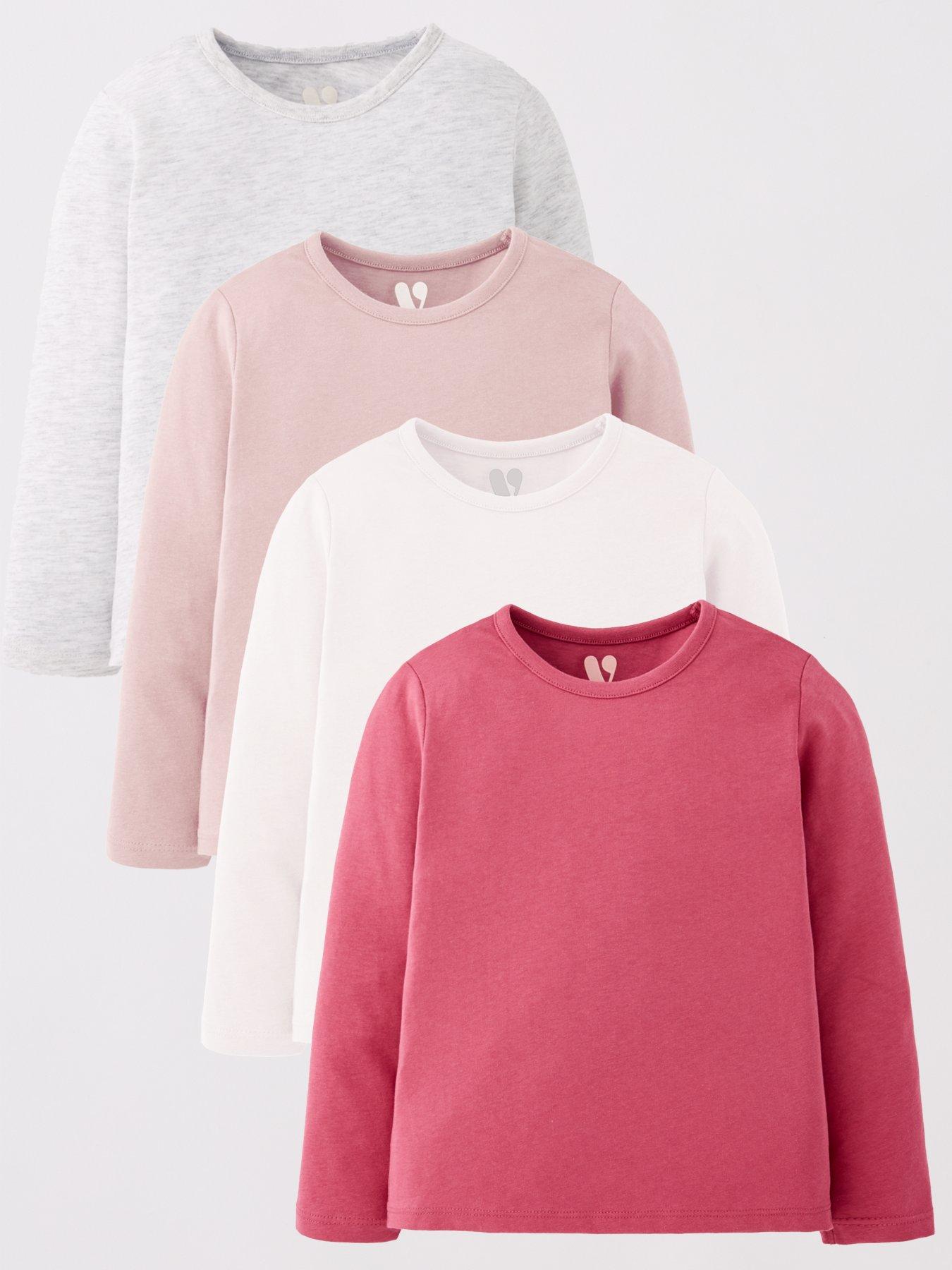 Mini V by Very Girls 4 Pack Long Sleeve Top - Pinks/White/Grey