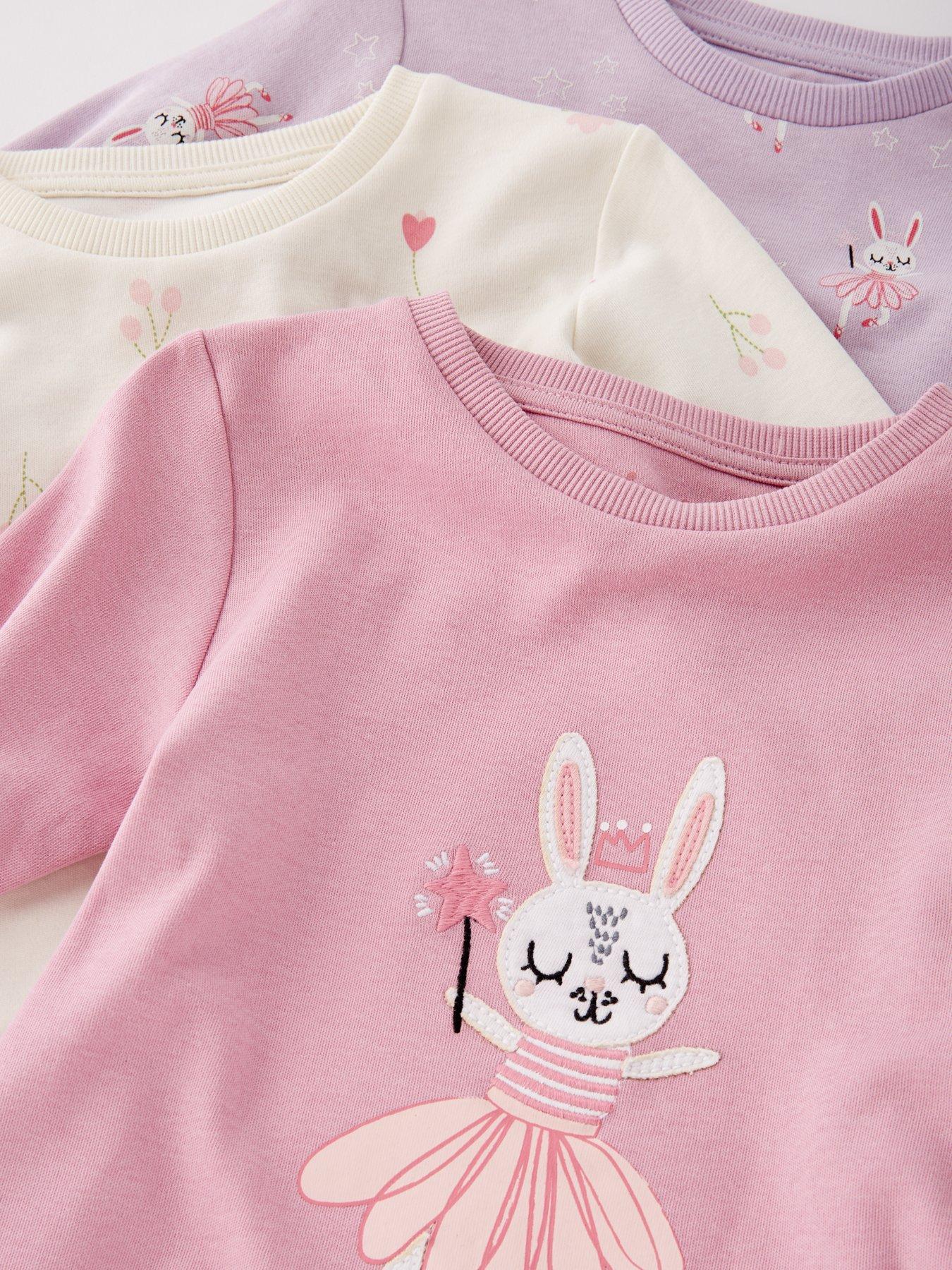 Image 5 of 5 of Mini V by Very Girls 3 Pack Bunny Print Long Sleeve Pyjamas - Multi
