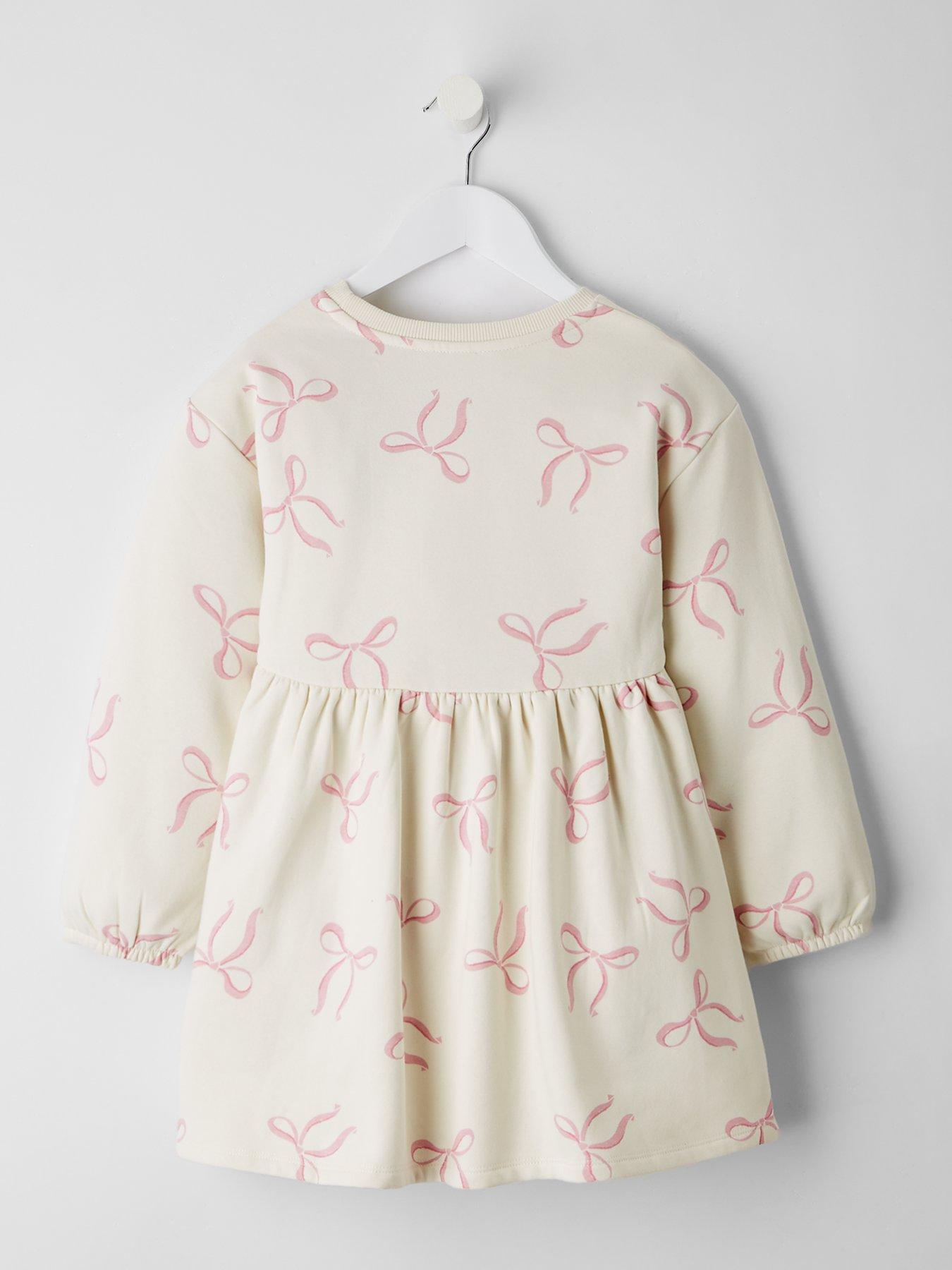 back image of mini-v-by-very-girls-bow-print-sweat-peplum-hem-dress-multi