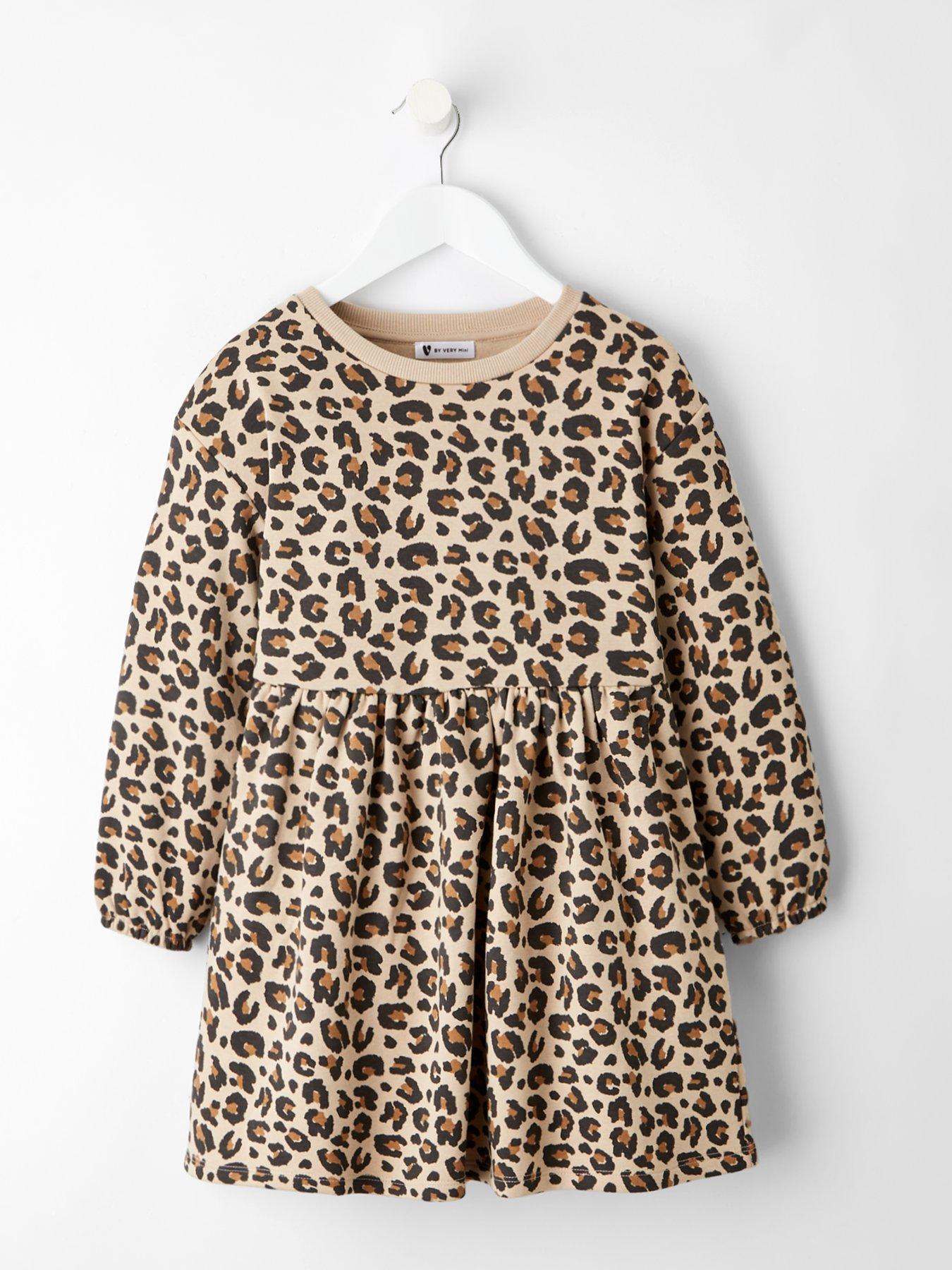 The Very Collection Girls Animal Print Sweat Peplum Hem Dress - Multi
