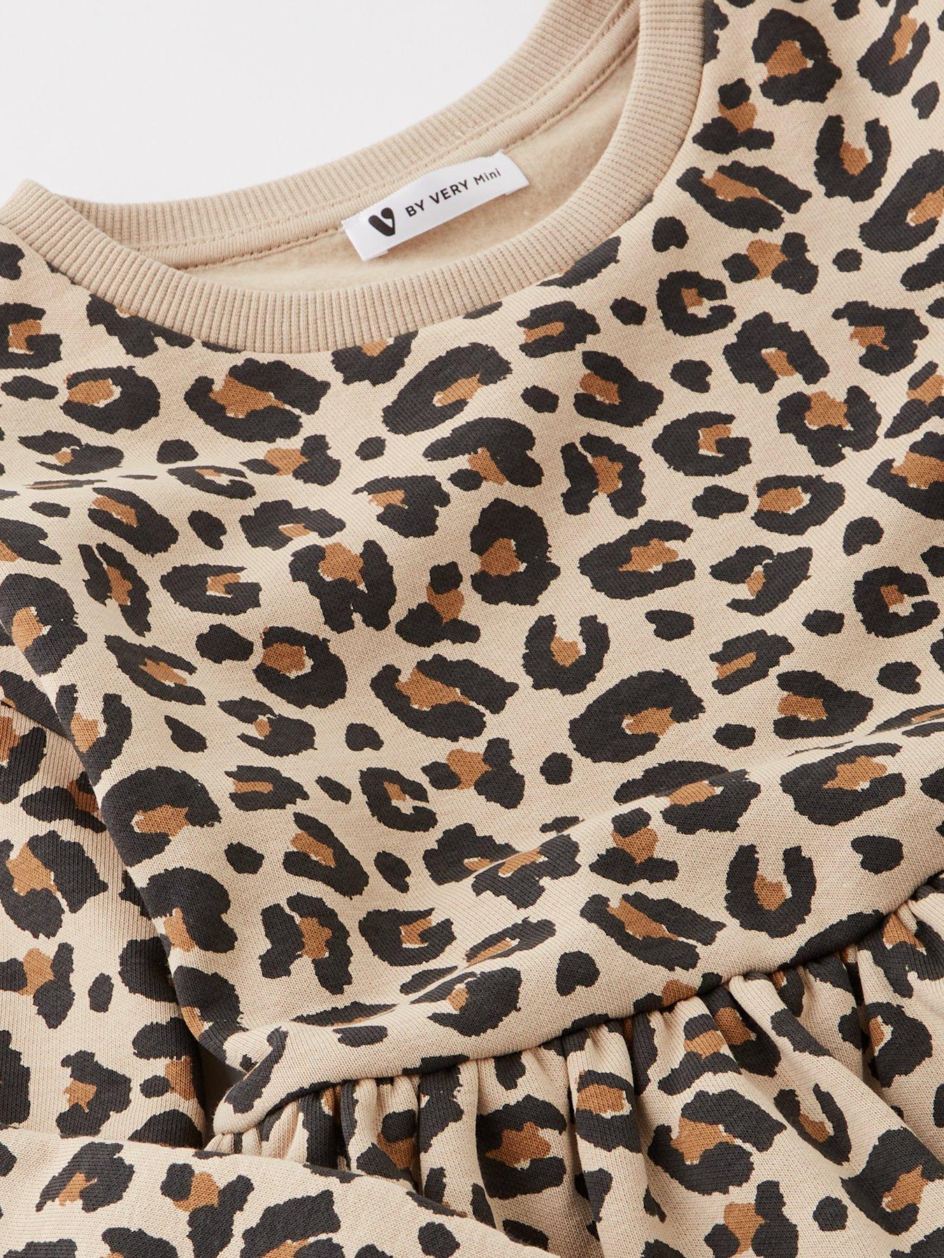 image of the-very-collection-girls-animal-print-sweat-peplum-hem-dress-multi