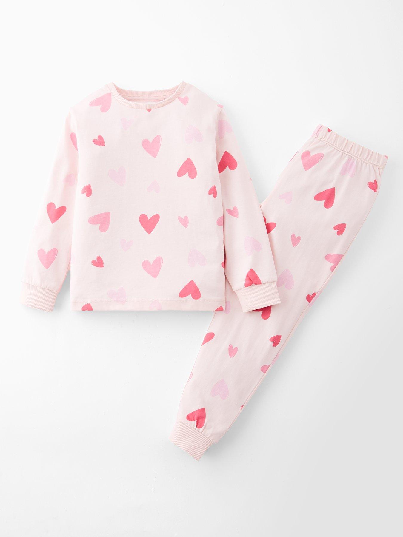 Image 1 of 4 of The Very Collection Girls Single Heart Print Pyjamas - Multi