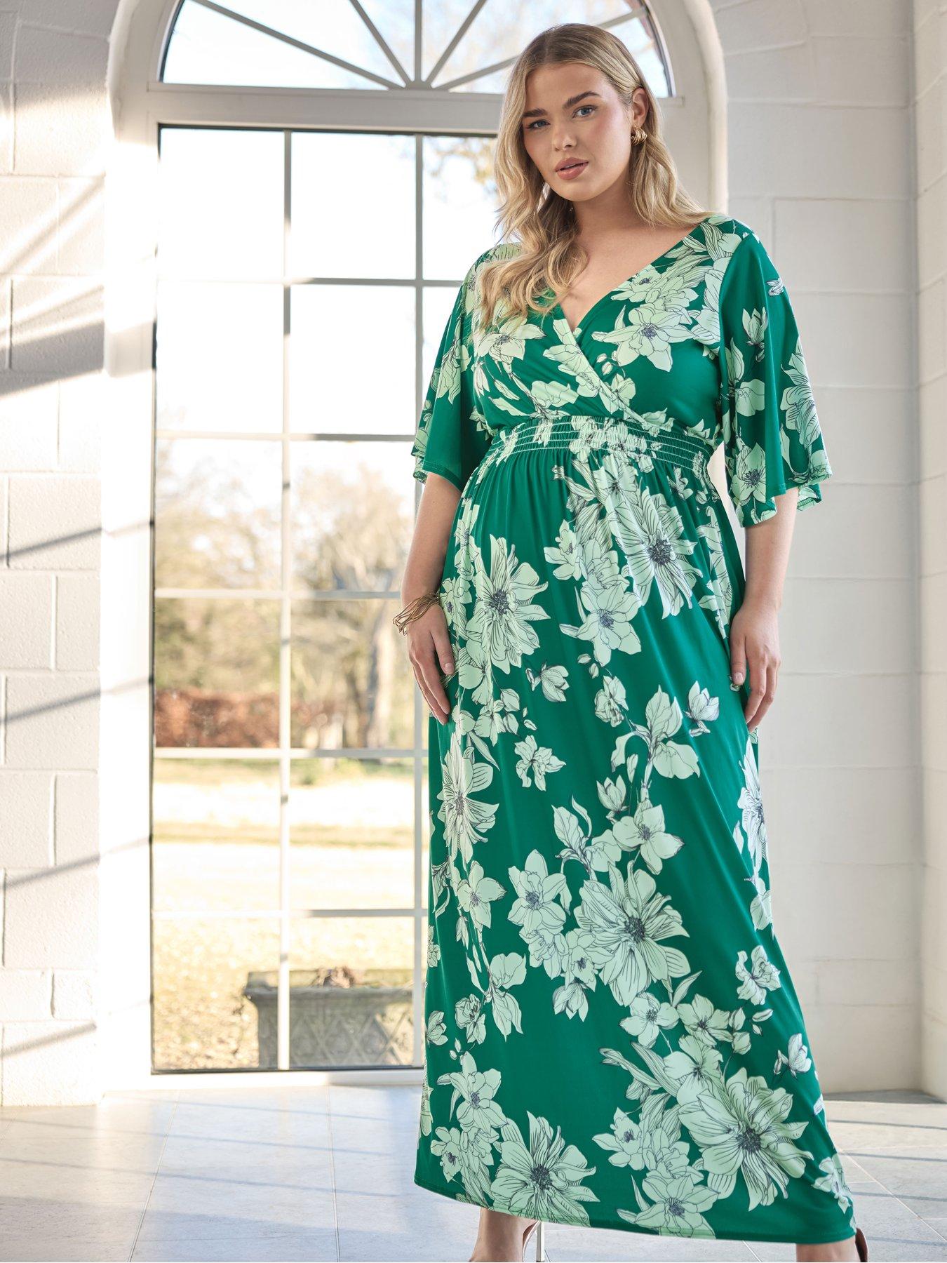 undefined Curve Floral Angel Sleeve Maxi Dress