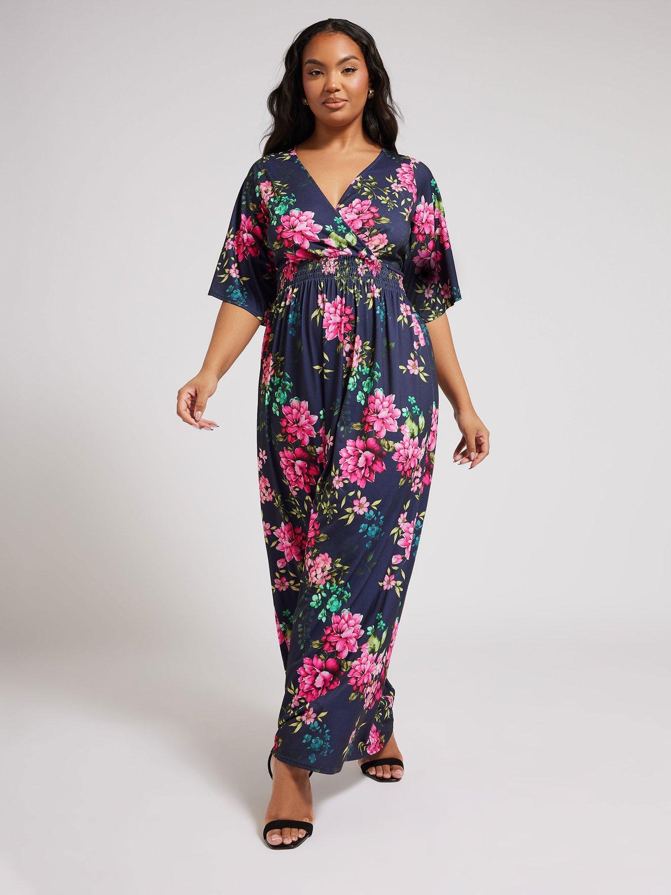 undefined Curve Floral Angel Sleeve Maxi Dress