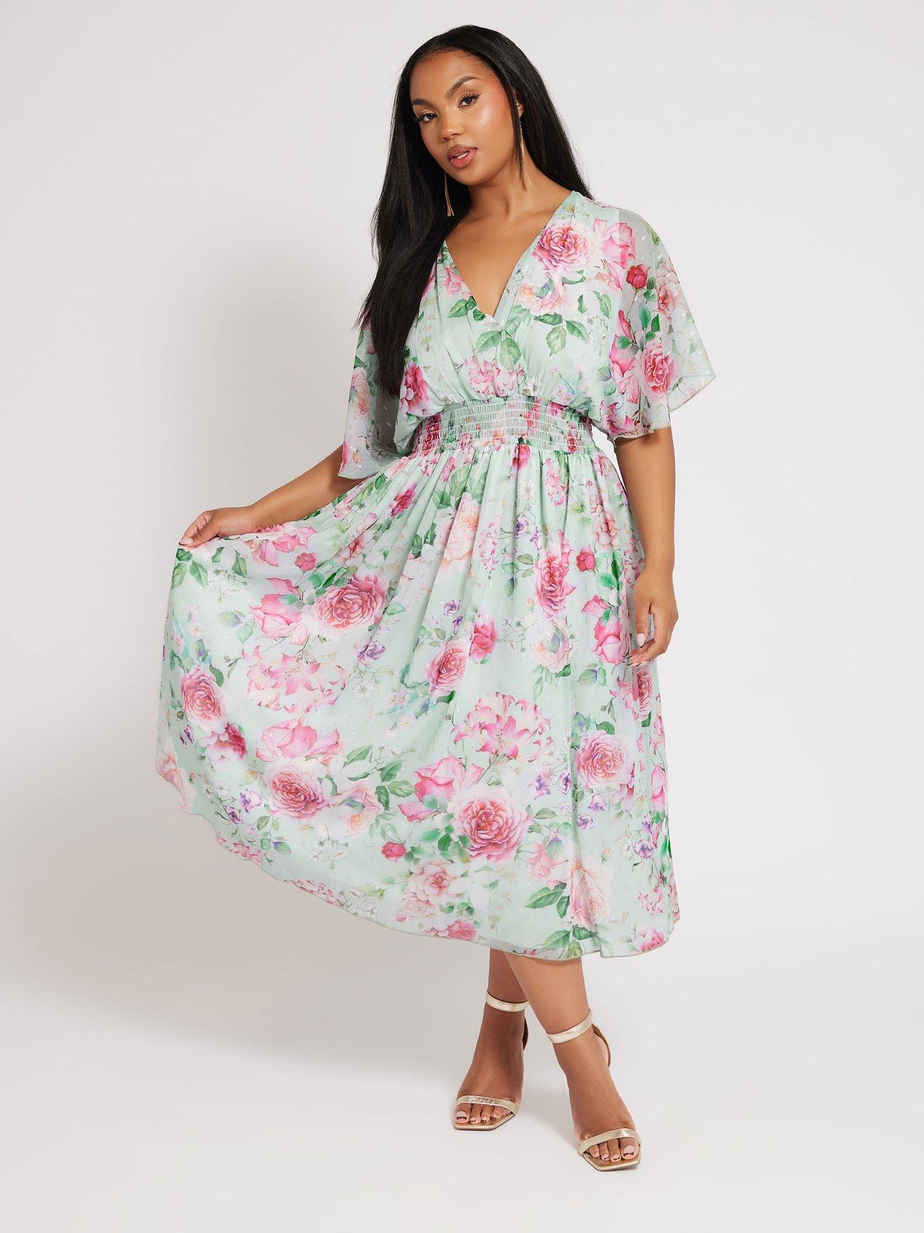undefined Curve Metallic Spot Shirred Dress