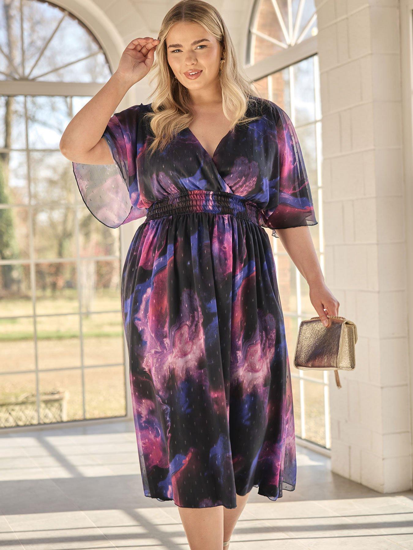 undefined Curve Metallic Spot Shirred Dress